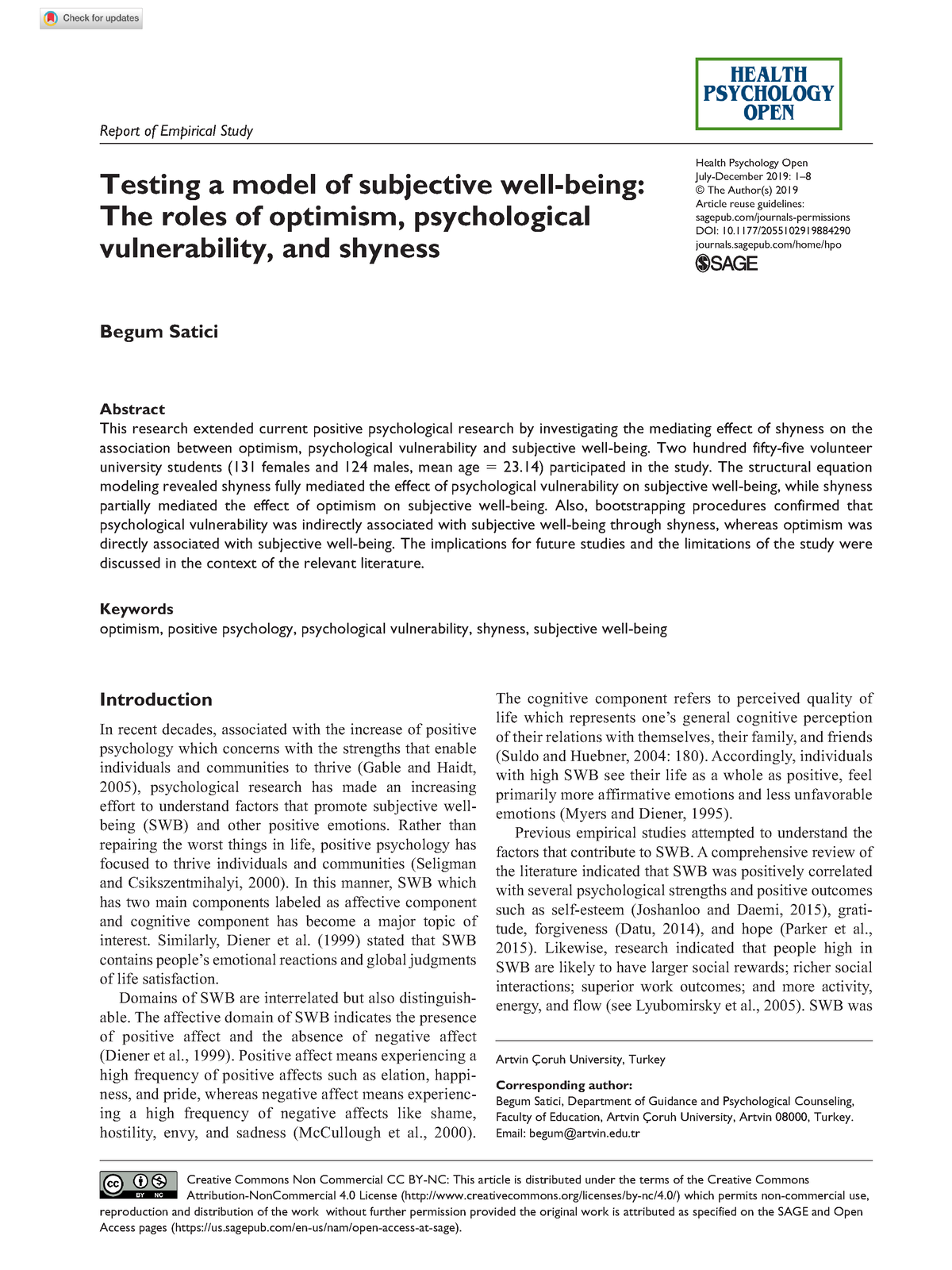 Testing A Model Of Subjective Well-being.pdf - Doi/10.1177/ Health ...