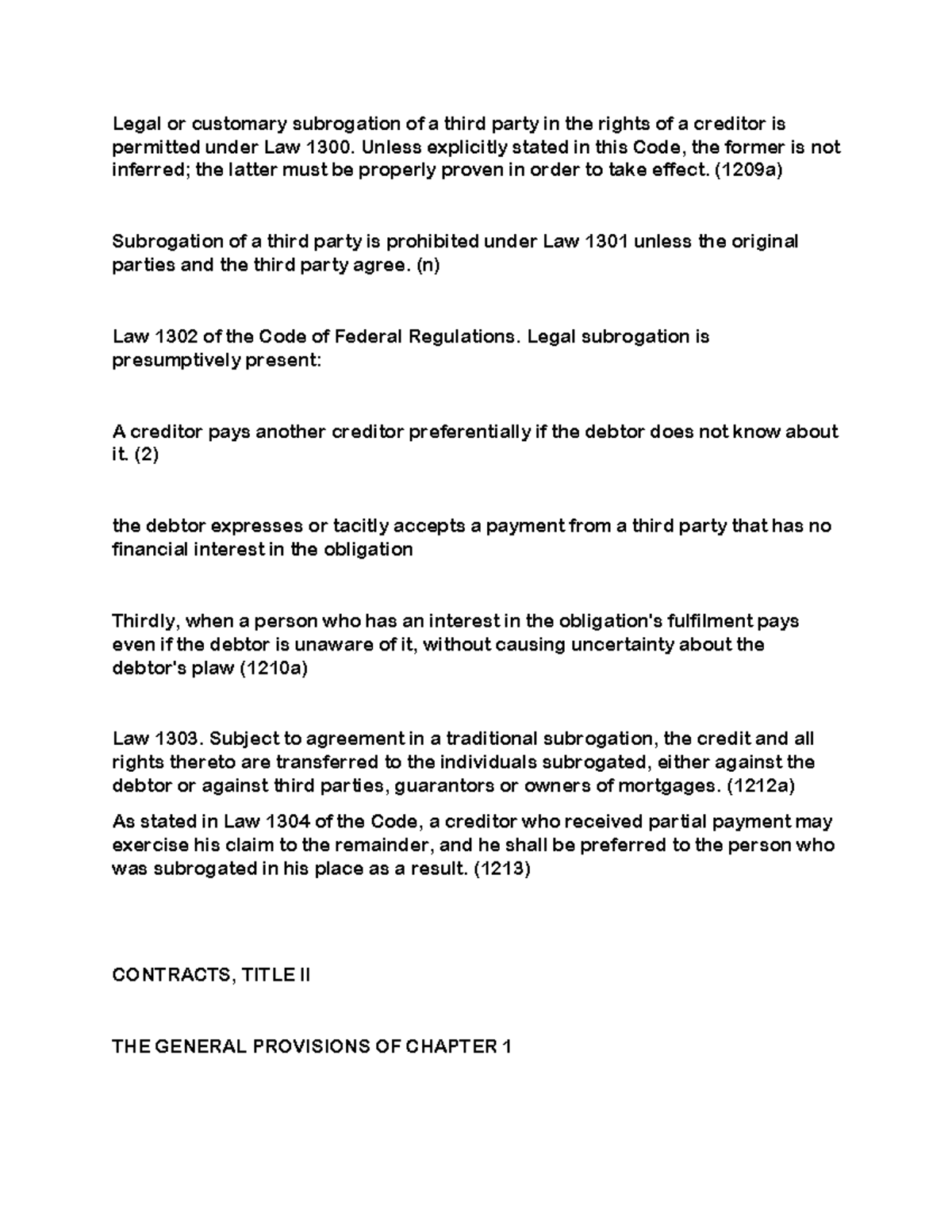 Gravinum - Lecture notes 2 - Legal or customary subrogation of a third ...