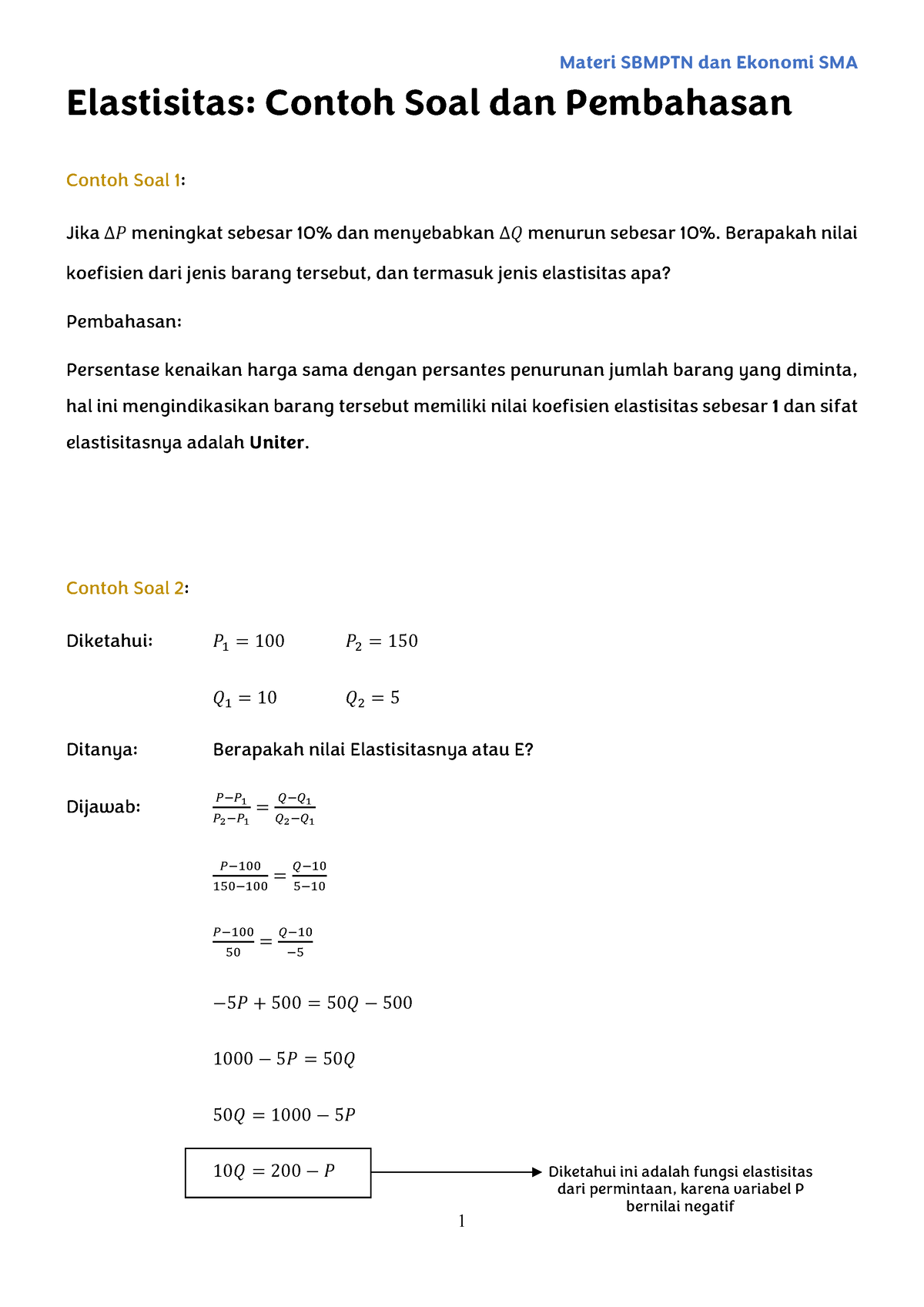 3. Elastisitas Contoh Soal Dan Pembahasan - Materi SBMPTN Dan Ekonomi ...