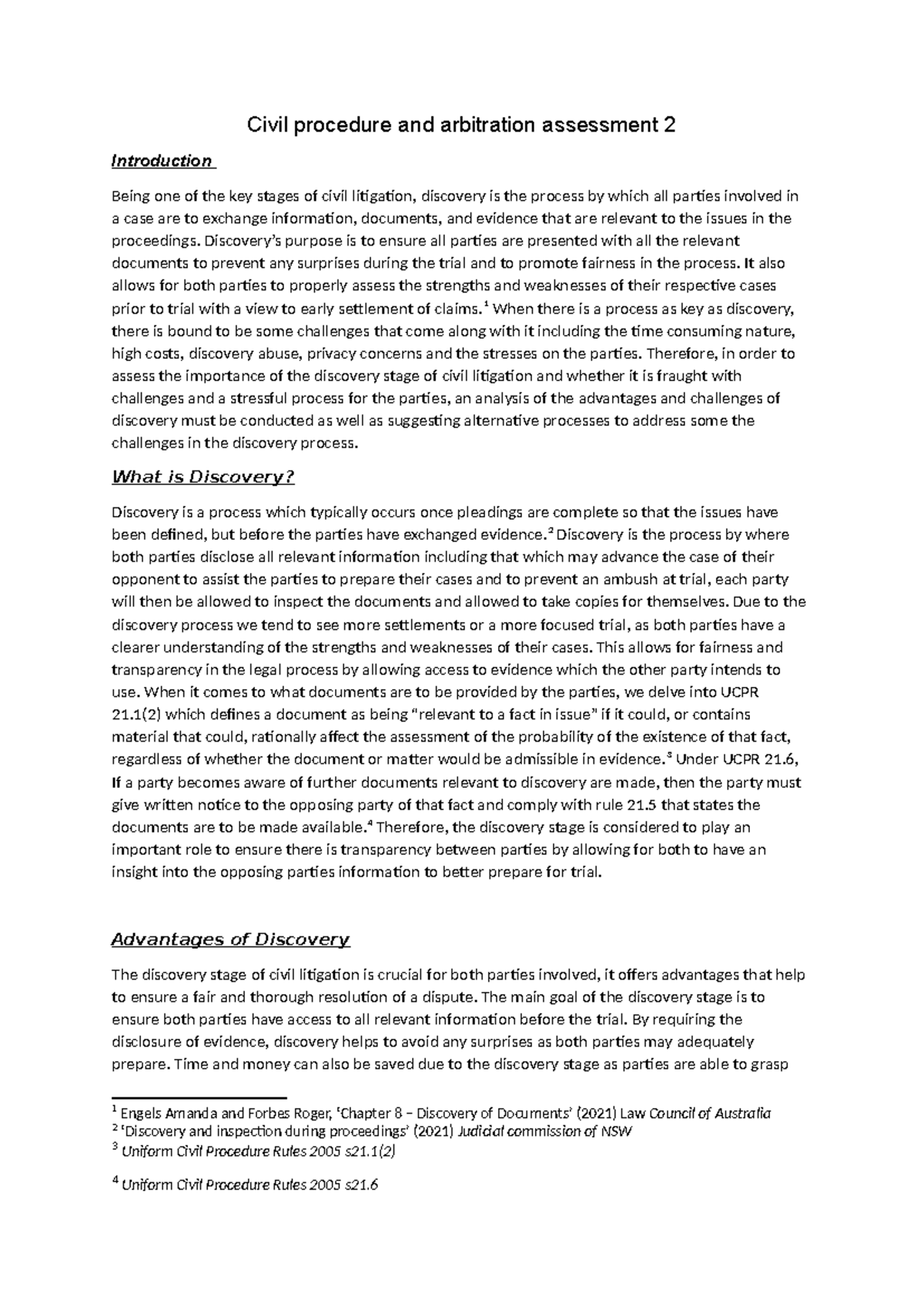Civil procedure and arb assessment 2 - Civil procedure and arbitration ...