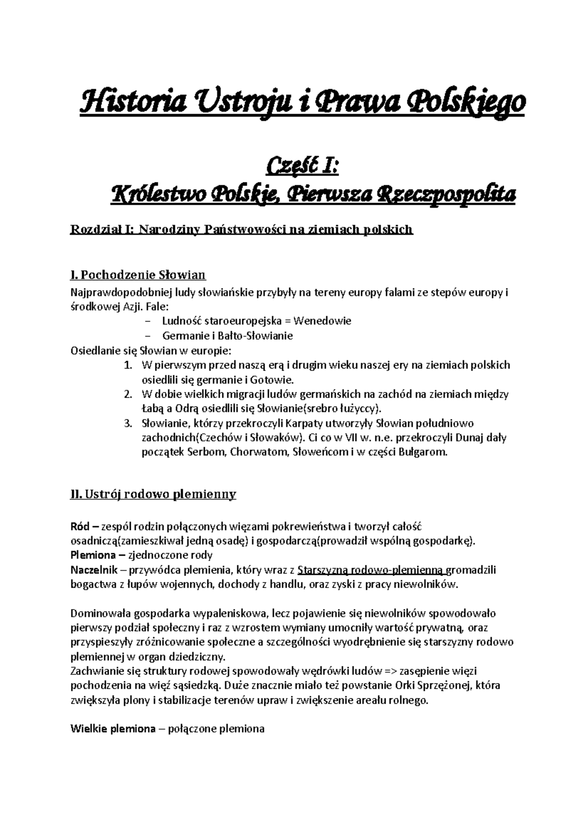 Skrypt HPP - Bardach - Historia Ustroju i Prawa Polskiego Część I