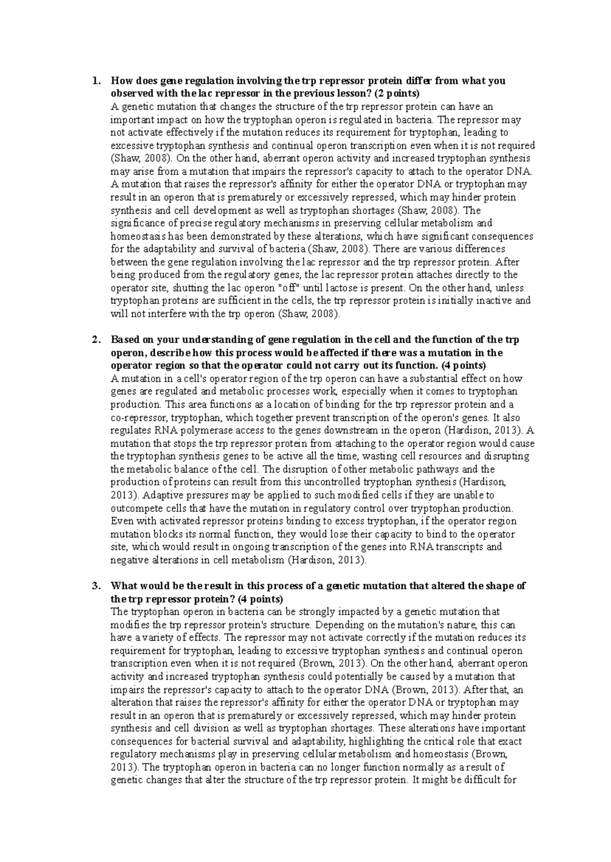 Trp Operon Mutations - How does gene regulation involving the trp ...