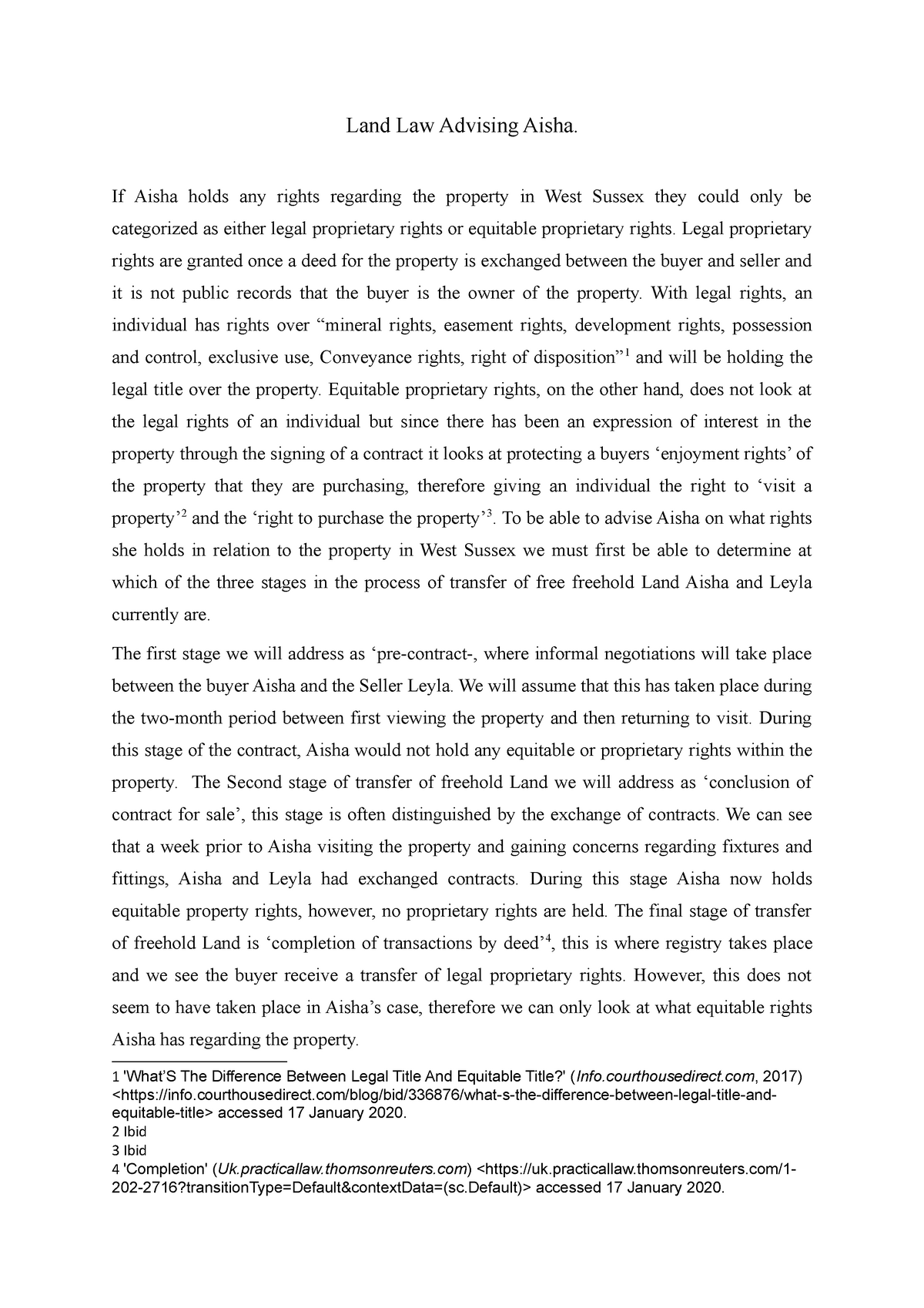 land law essay example