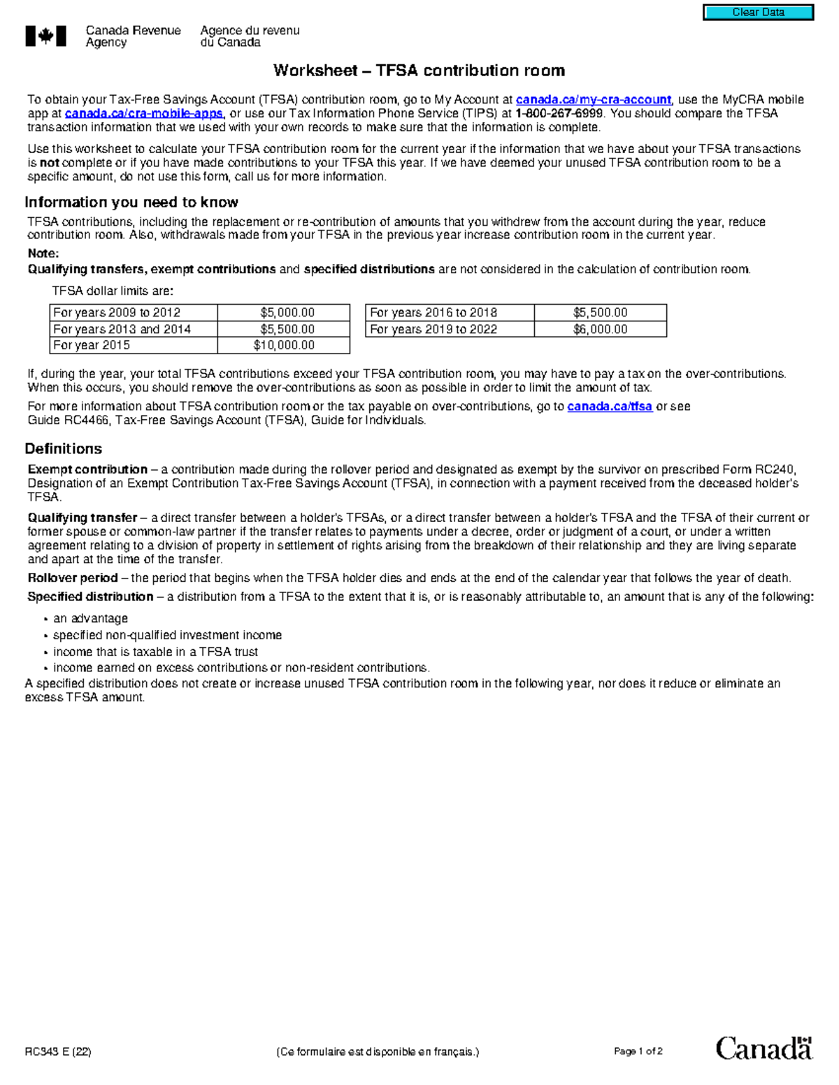 Rc343-fill-22e - tfsa account calculations - Worksheet – TFSA ...