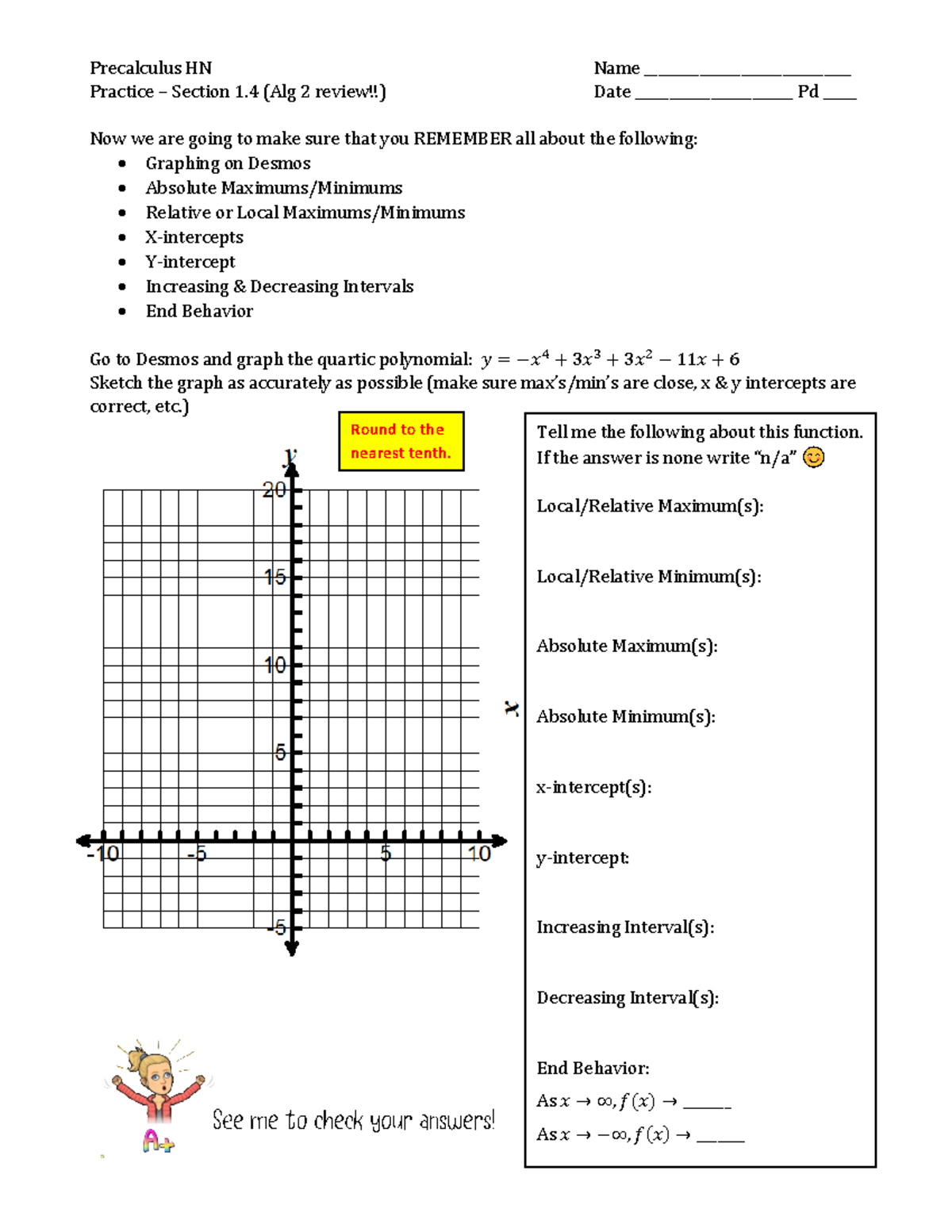 Practice+for+section+1 - Precalculus HNPractice – Section 1 (Alg 2 ...