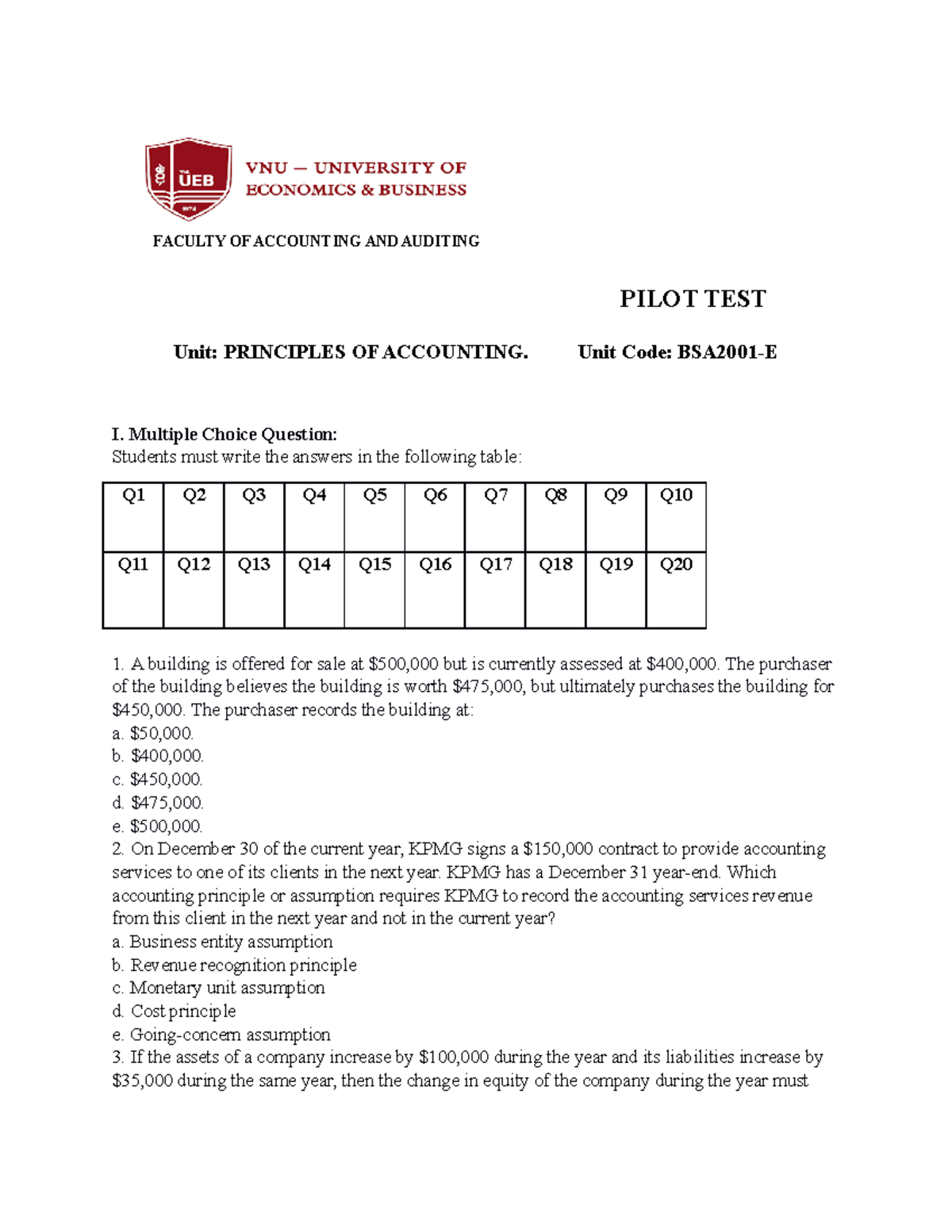 Pilot TEST Hvbnjm PILOT TEST Unit PRINCIPLES OF ACCOUNTING Unit pilot-test-hvbnjm-pilot-test-unit-principles-of-accounting-unit