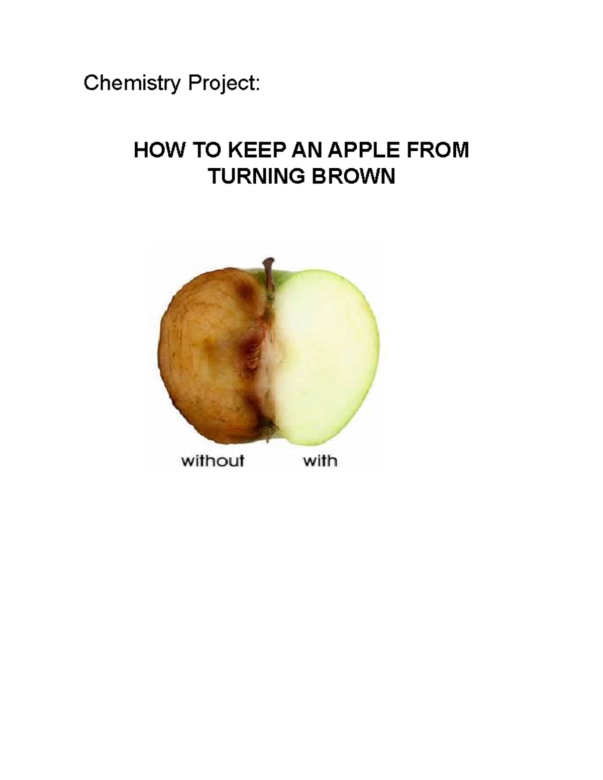 Chemistry cumbres quimica Chemistry Project HOW TO KEEP AN APPLE
