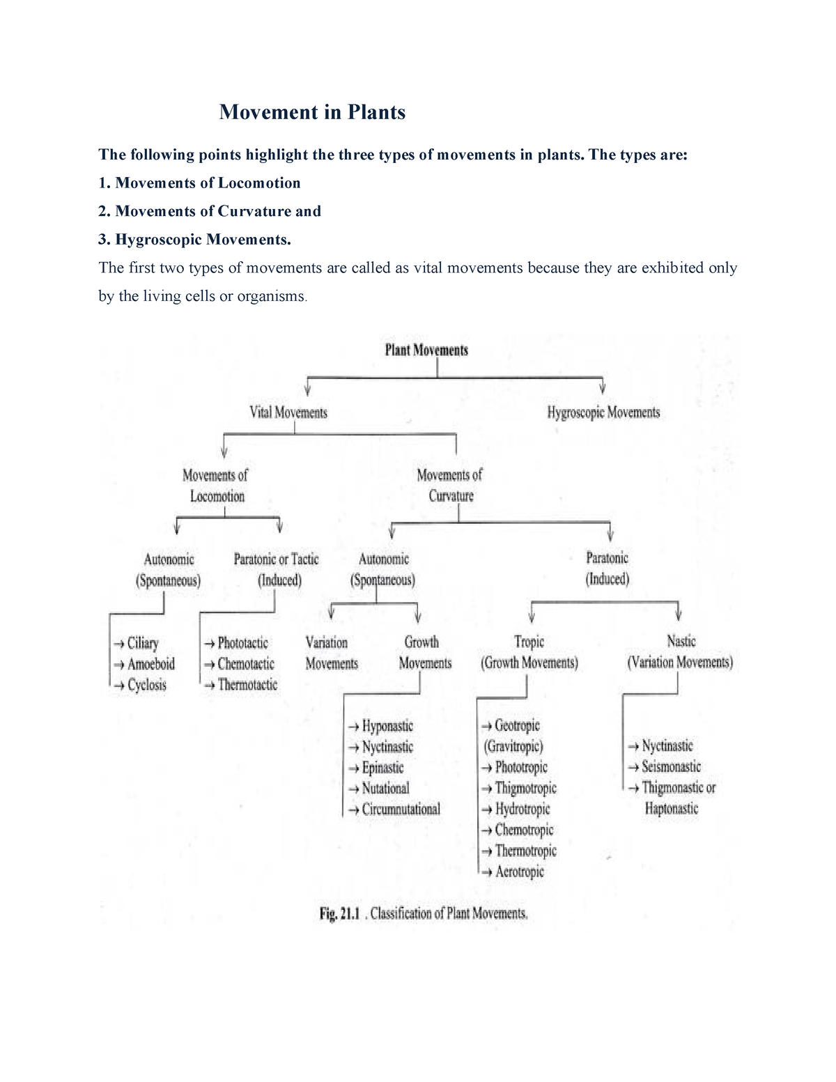 Describe Movement In Plants