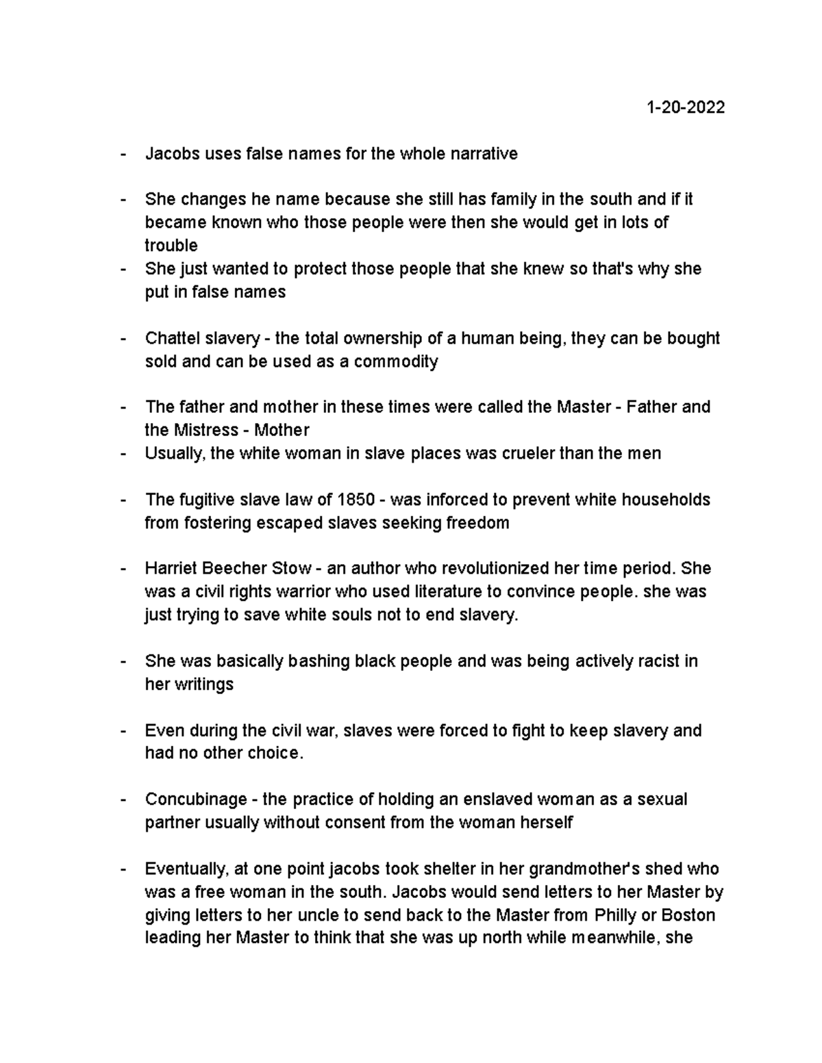 WRT Notes 120 Jacobs uses false names for the whole narrative She