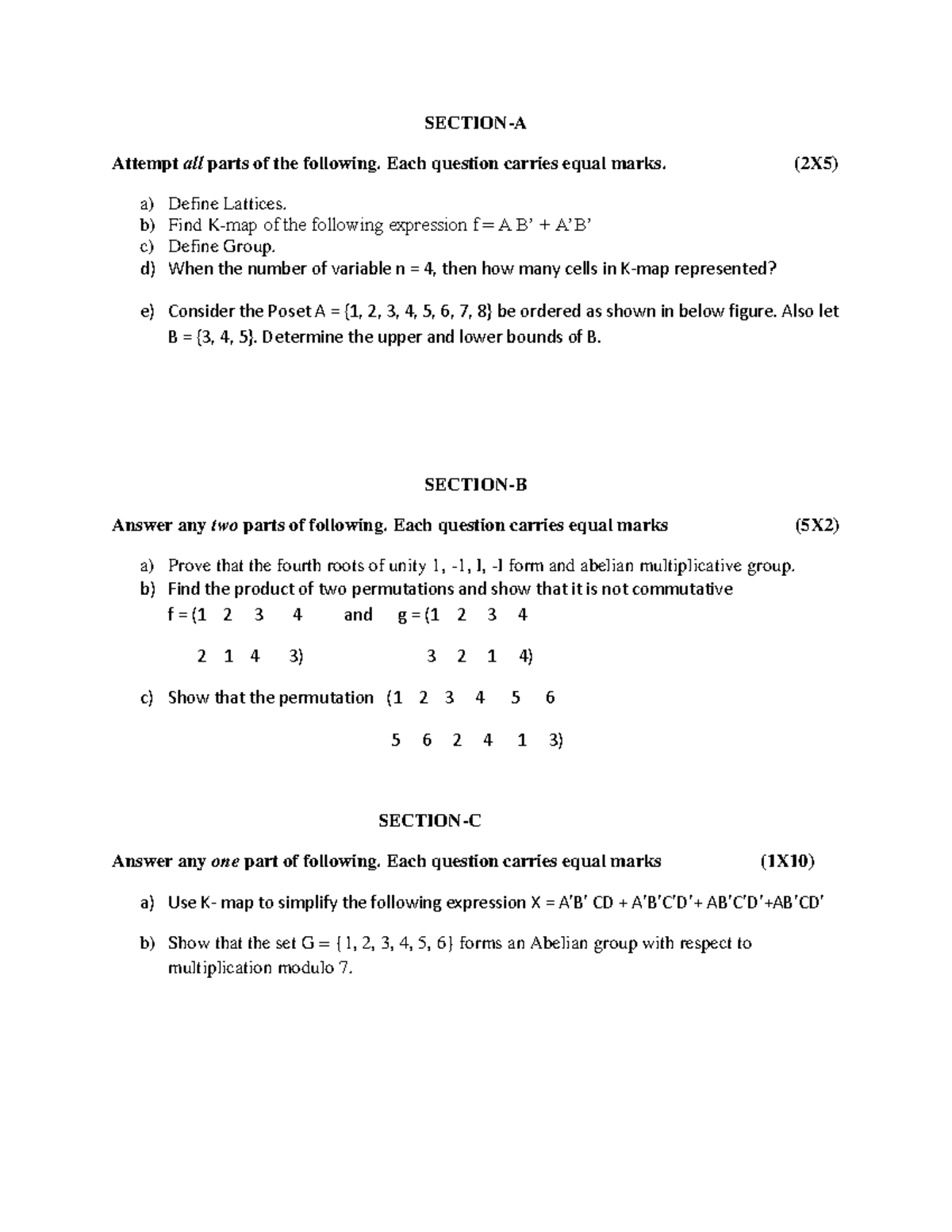 Laplace Transform - SECTION-A Attempt all parts of the following. Each ...