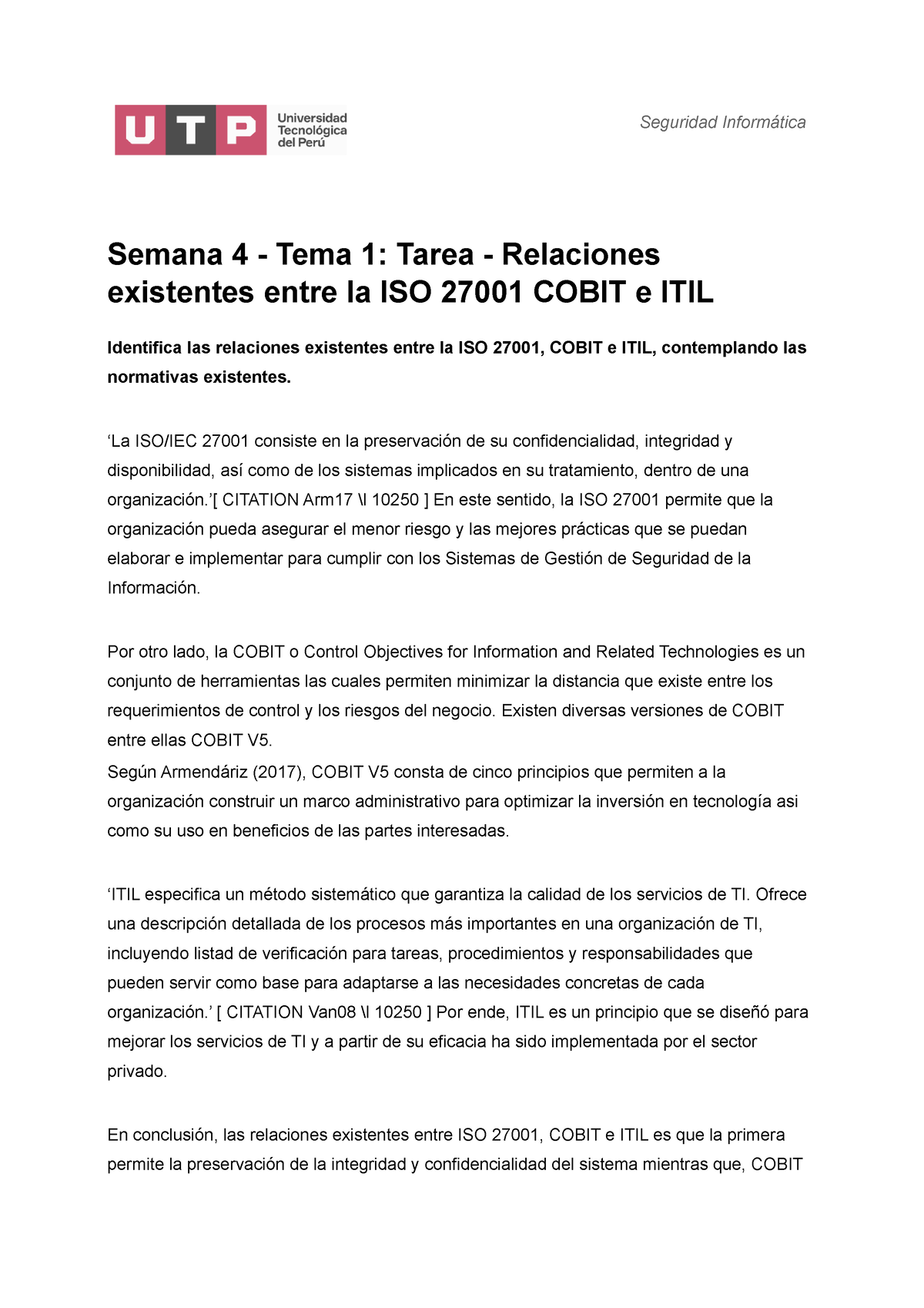 Cuadro Comparativo En De Las Diferencias De Las Normas Iso Cobit E Itil Pdmrea