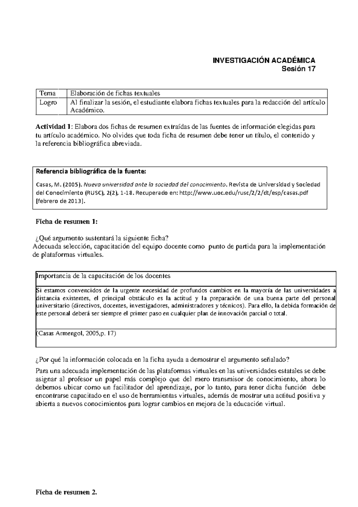 Investigación Académica InvestigaciÓn AcadÉmica Sesión 17 Tema Elaboración De Fichas Textuales 6554