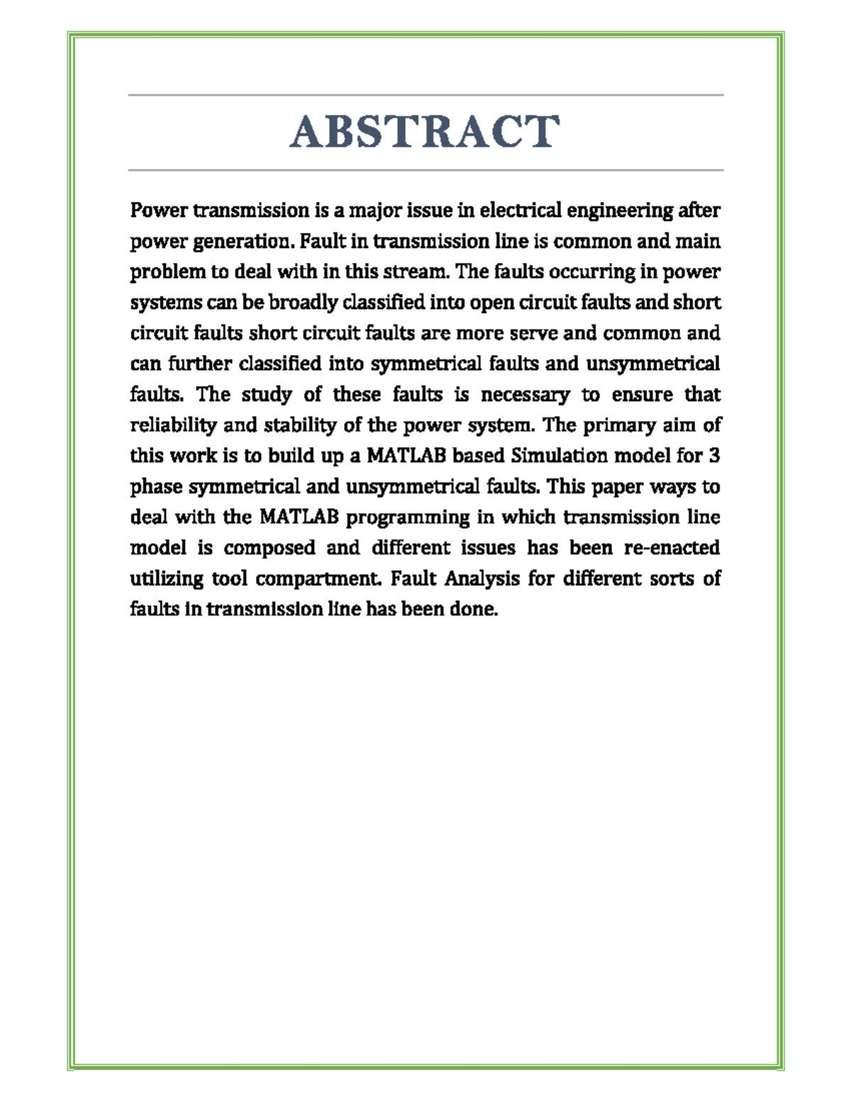 Fault analysis of Using Matlab simulation - Power systems - Studocu