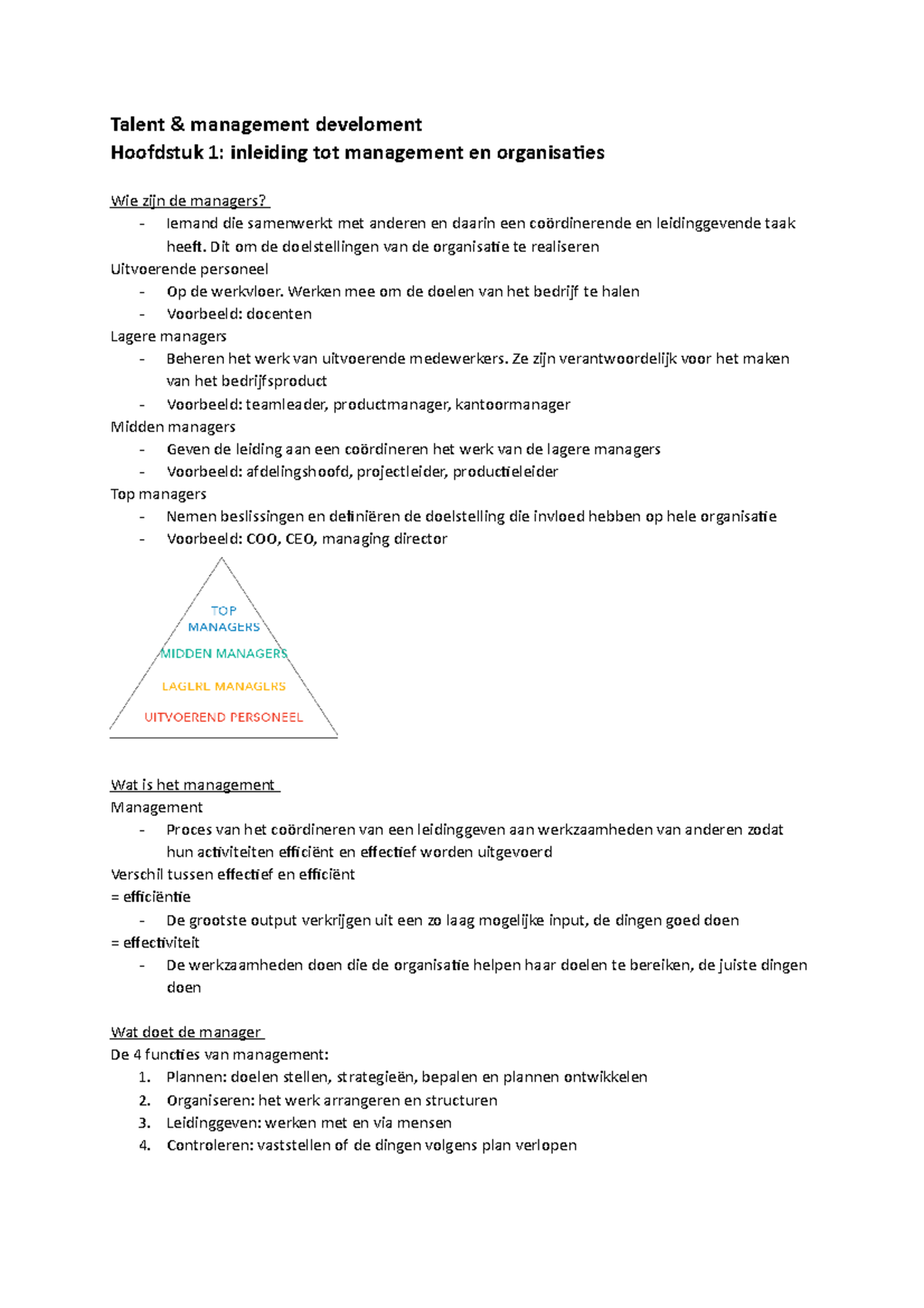 Talent - Eerste Jaar Bedrijfsmanagement - Talent & Management ...