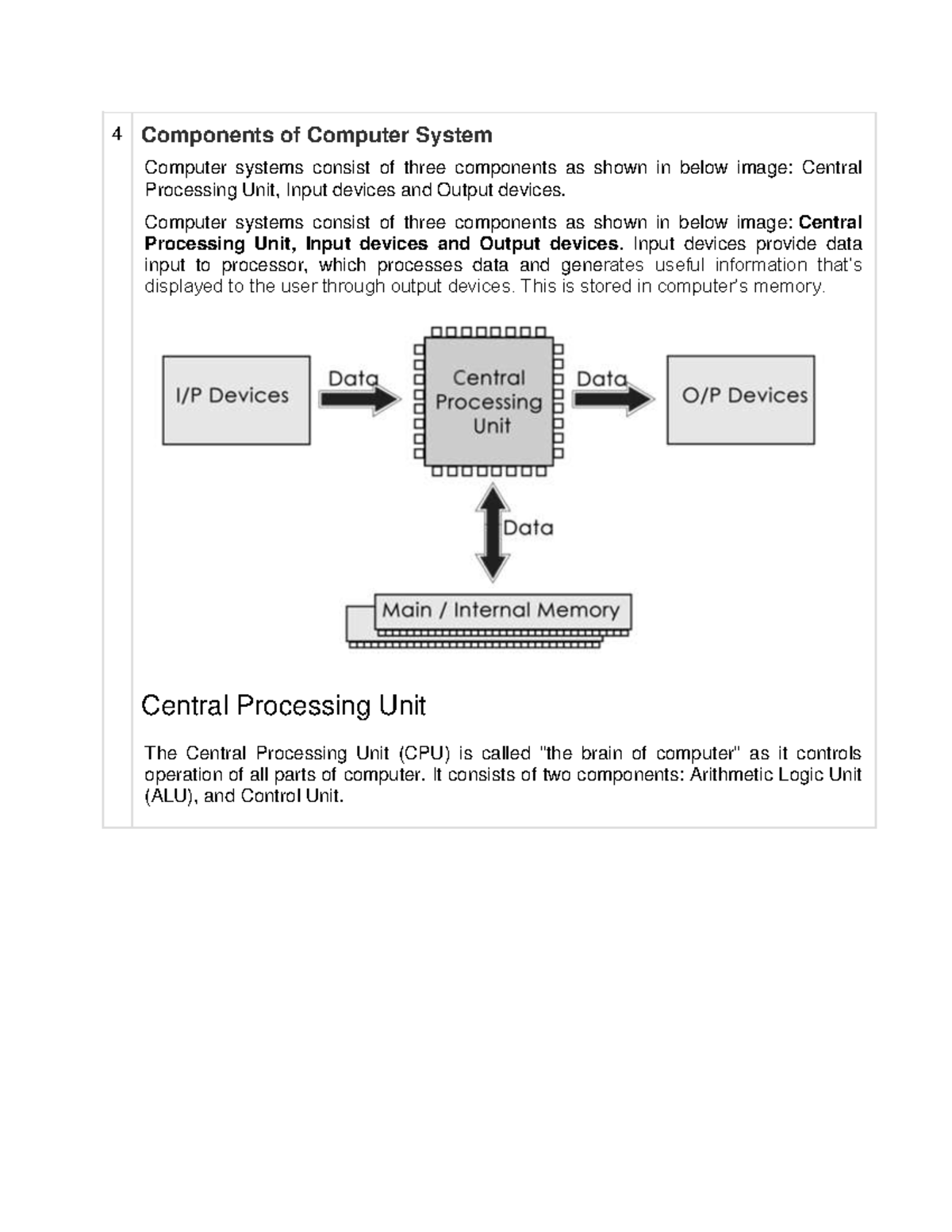 Chapter Three components of a computer. Cpu - 4 Components of Computer ...
