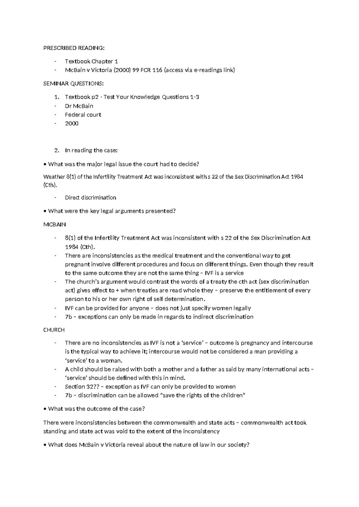 Week 2 work - Reading 1 notes - PRESCRIBED READING: - Textbook Chapter ...
