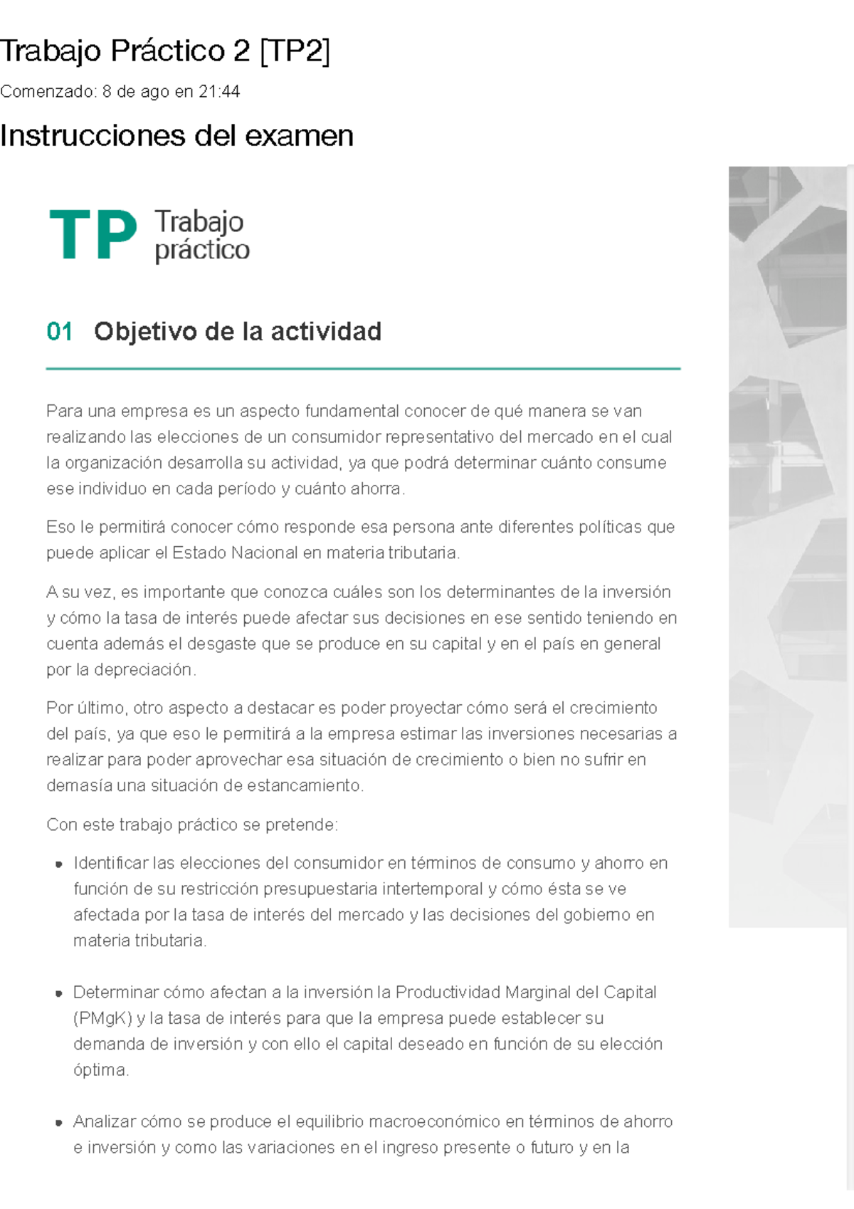 ECO II TP2 90pts - tp 2 - Trabajo Práctico 2 [TP2] Comenzado: 8 de ago ...