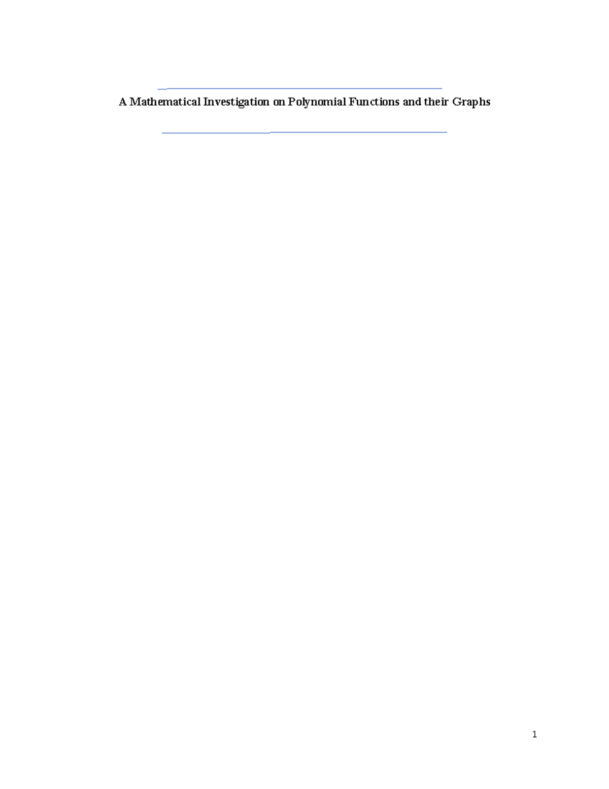 A Mathematical Investigation on Polynomial Functions and their Graphs ...