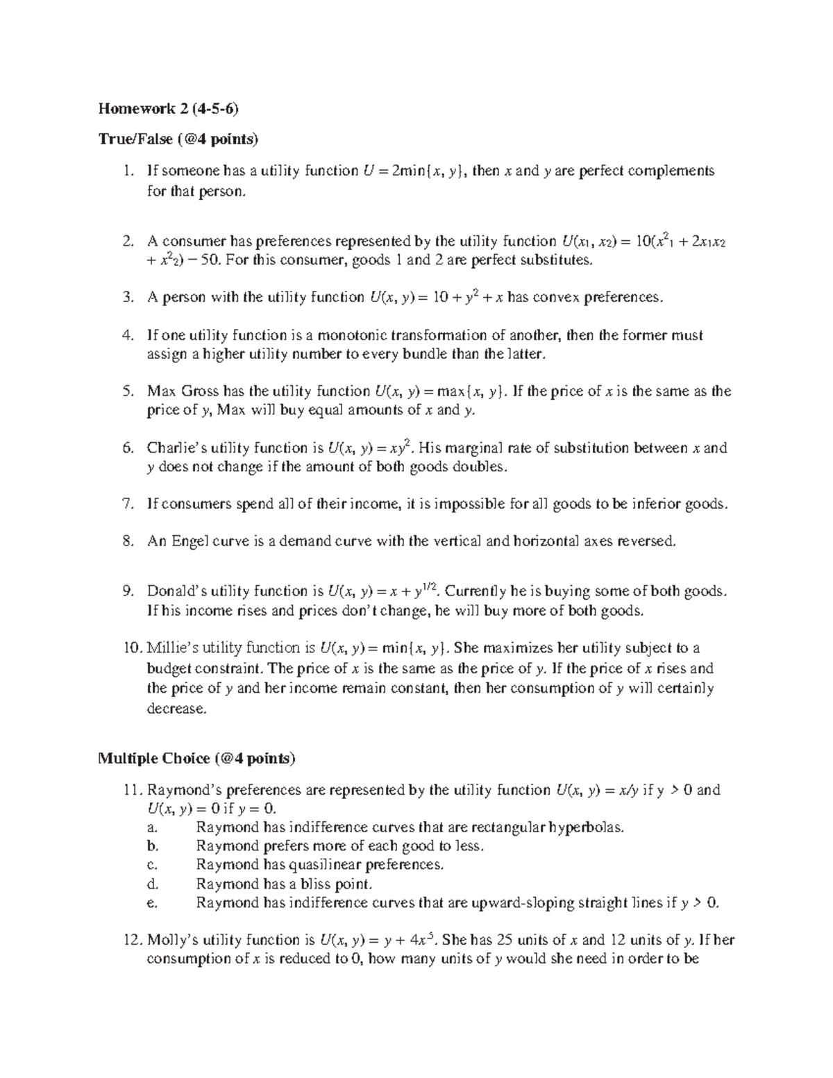 microeconomics chapter 2 homework