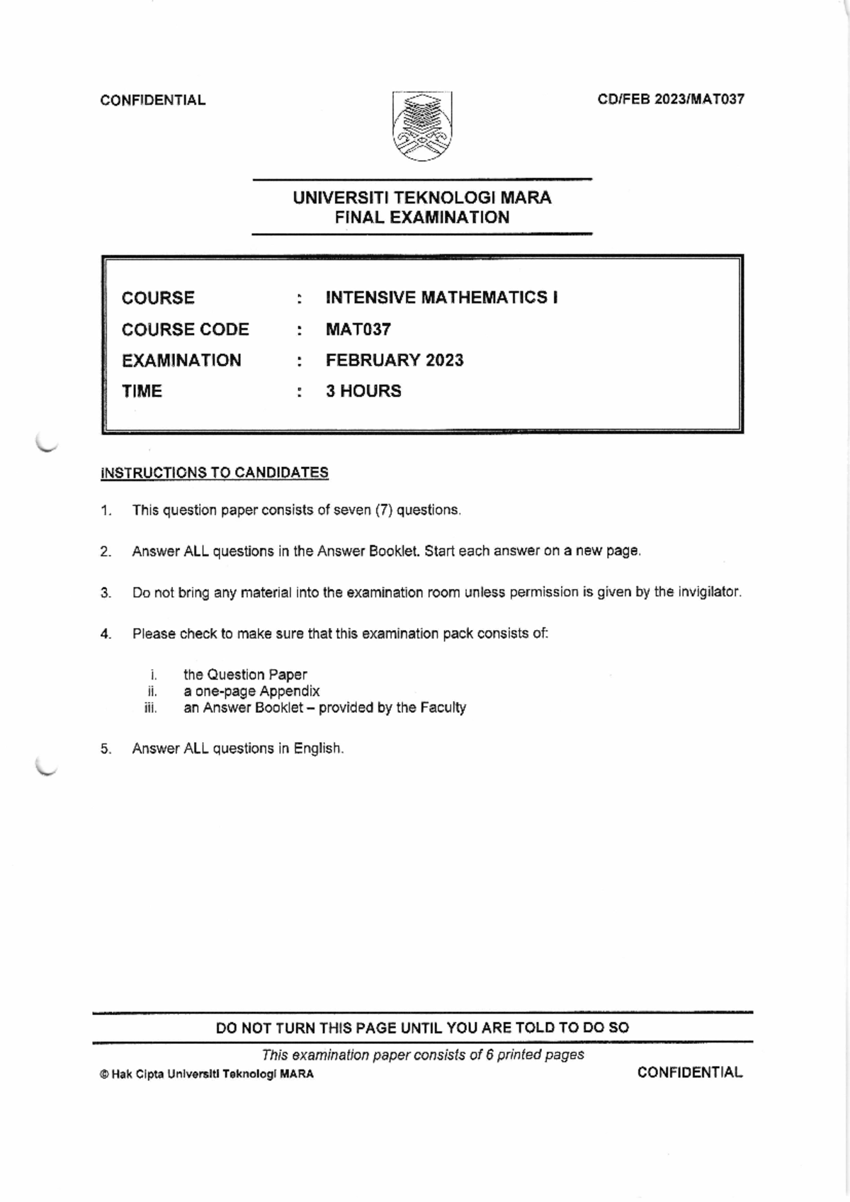 Faculty College OF Computing, Informatics AND Media 2023 Session 1 ...