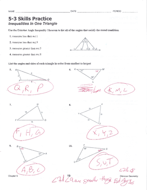 5-3 Skills Practice Inequalities in One Triangle - 8947589357 - Studocu 5-3-skills-practice-inequalities-in-one-triangle-8947589357-studocu