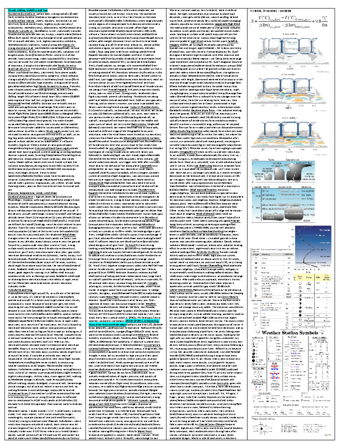 ATSC 113 Crib Sheet - Clouds, CeiliŶg, VisiďilitLJ, AŶd Fog CoŶǀeĐtiǀe ...