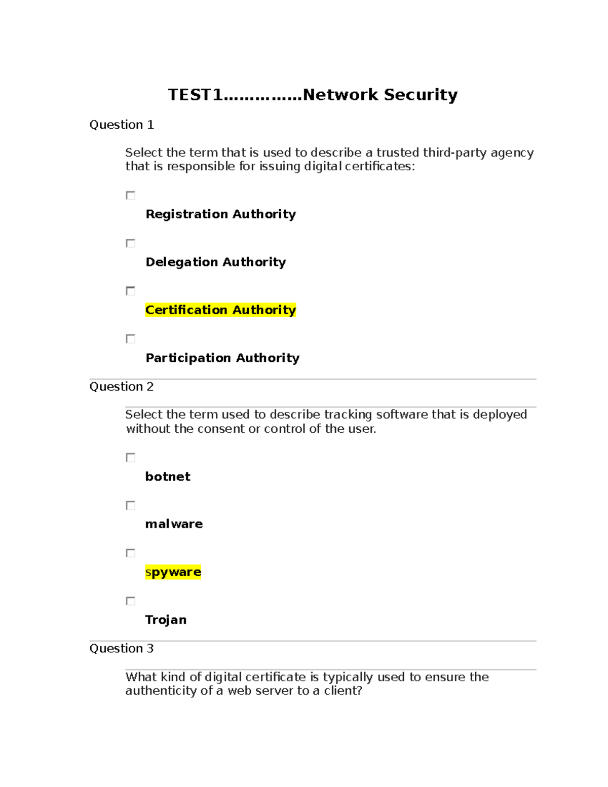Test 1 6th Ed Security) TEST1.............. Security