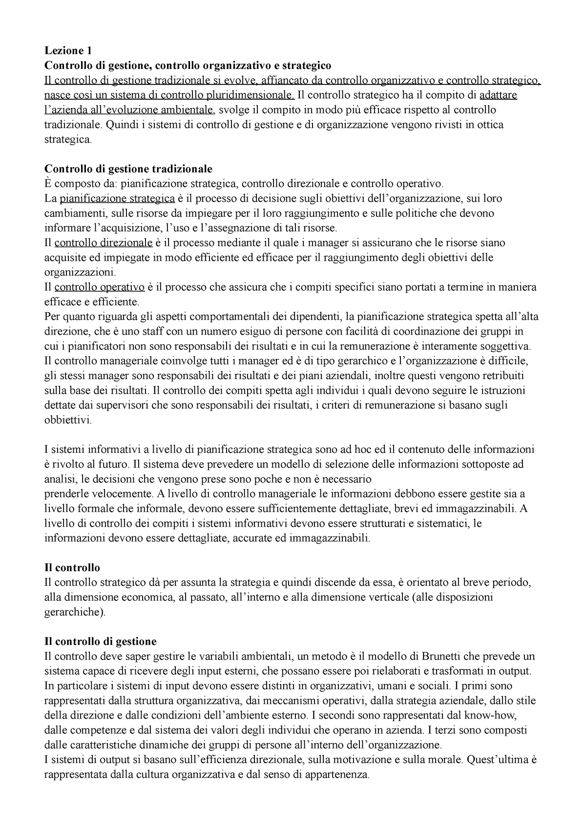 Controllo Strategico Pds - Lezione 1 Controllo Di Gestione, Controllo ...