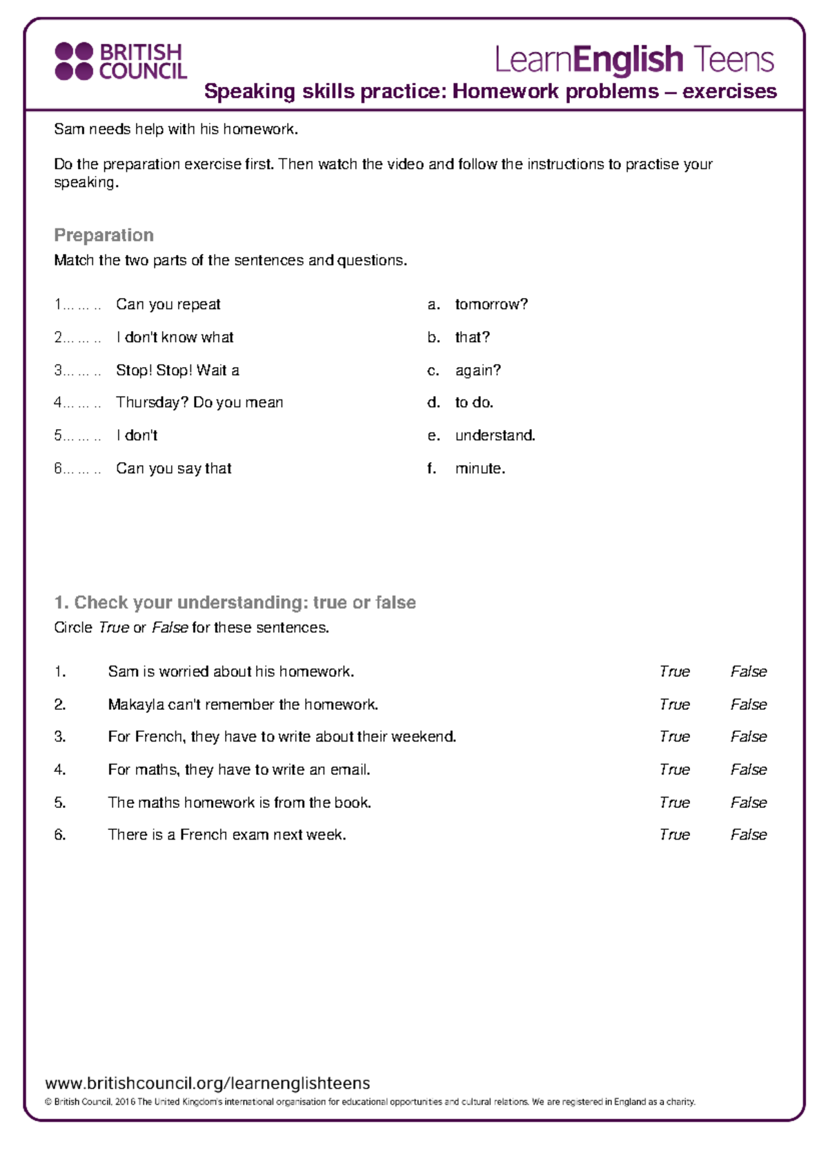 Homework problems - exercises - Speaking skills practice: Homework ...