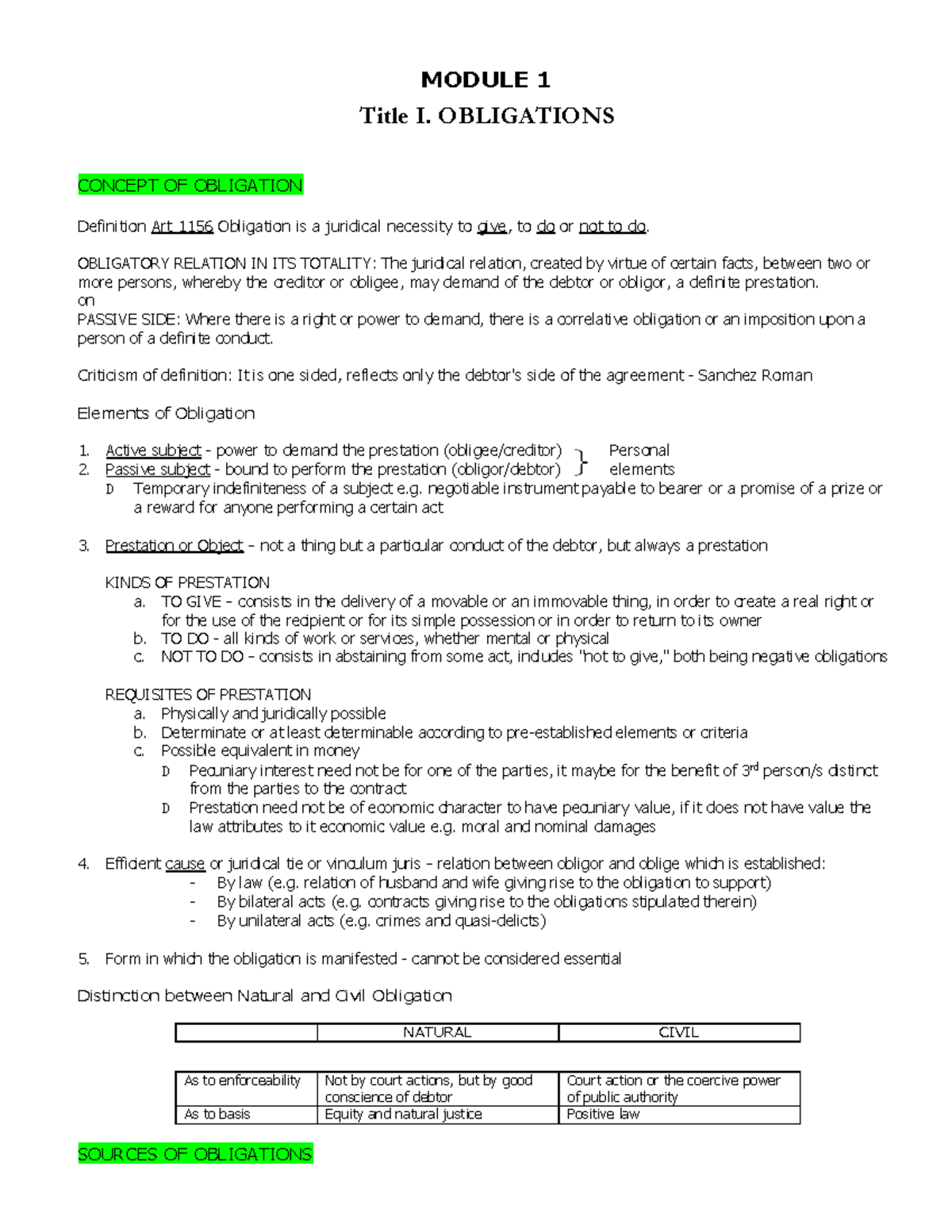 OBLICON REVIEWER CHAPTER 1 Module-1-pdf - Obligations And Contracts ...