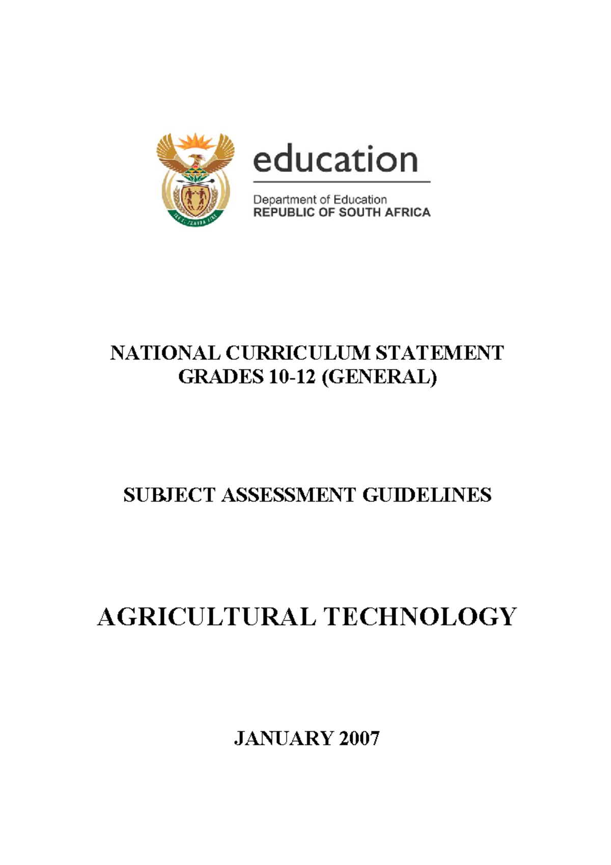 SAG AGRI TECH - support pack - NATIONAL CURRICULUM STATEMENT GRADES 10 ...