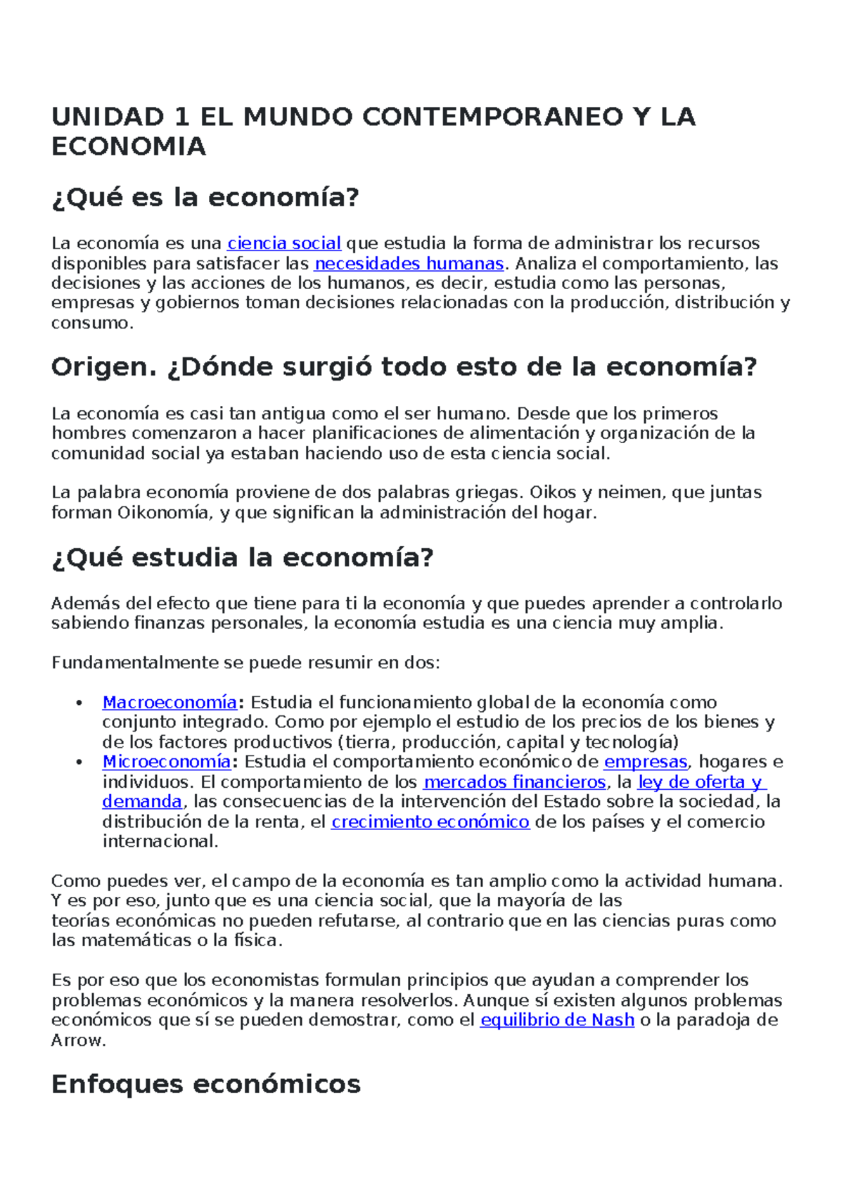 Ecomnomia II Unidad 1 EL Mundo Contemporaneo Y LA Economia - UNIDAD 1 ...