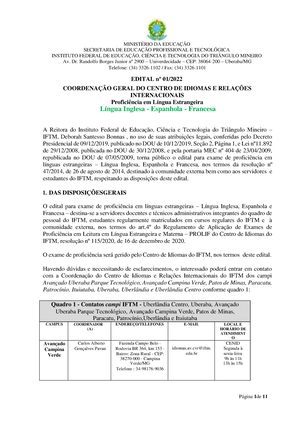 IFTM lança edital para Exame de Proficiência em Língua Estrangeira