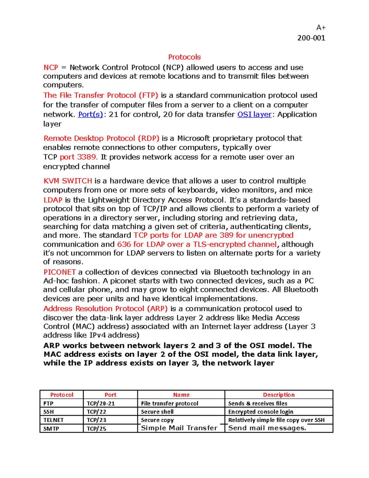 WESTERN GOVERNOR UNIVERSITY COMPTIA A+ - 200- Protocols NCP = Network ...