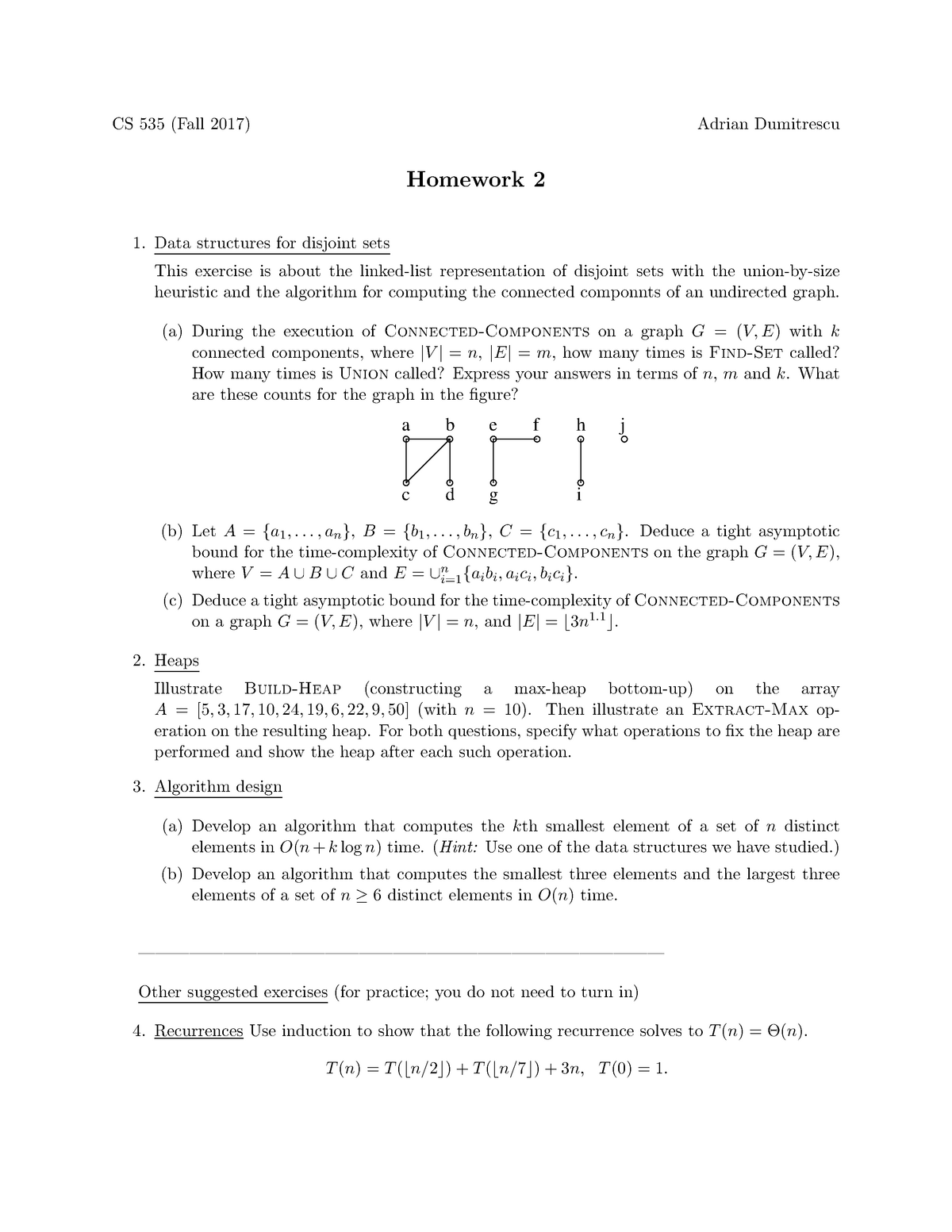 Homework 2 For Cs 535 Algorithm Design And Analysis Fall 17 Studocu