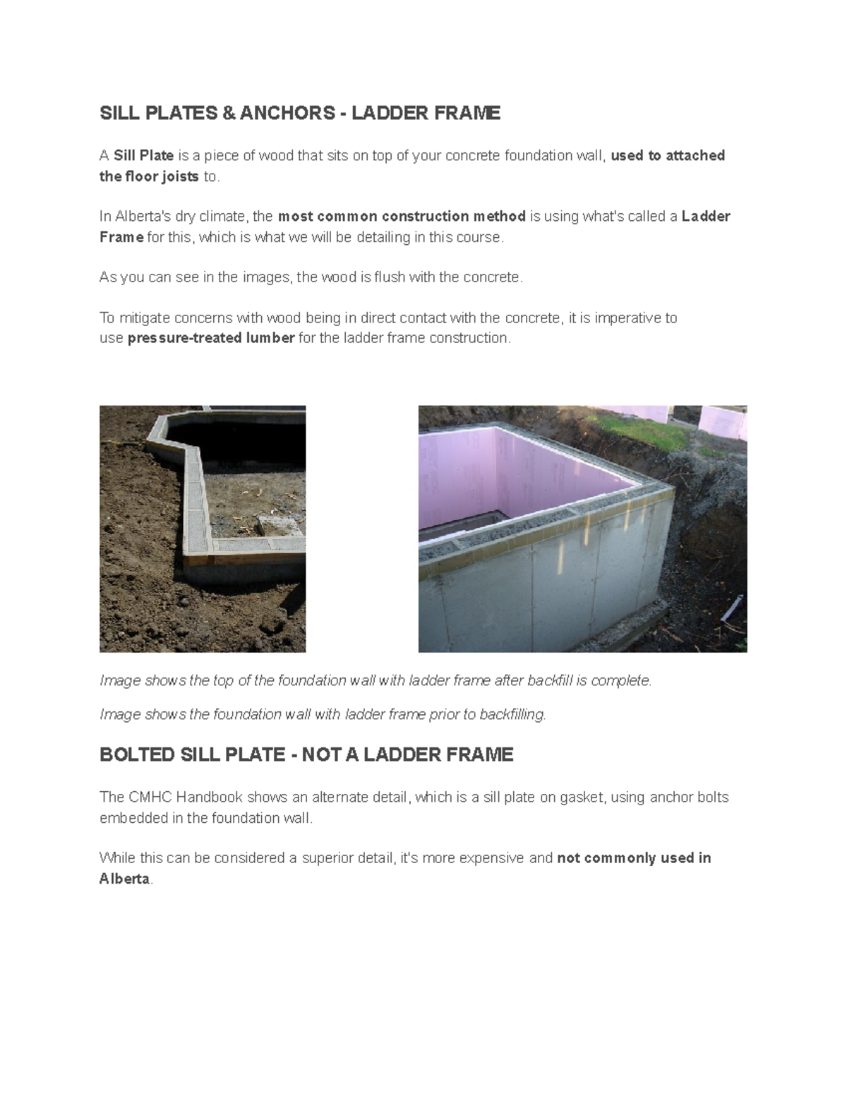 Sil plates A selfsummary note of foundation wall and how the sil