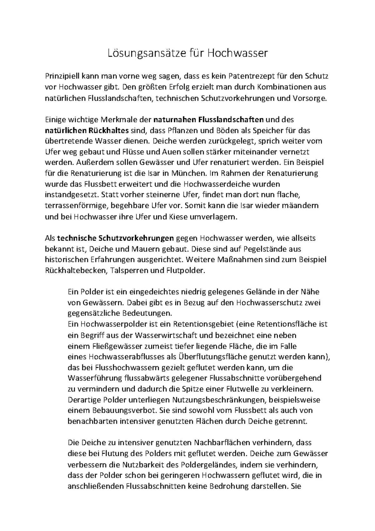 Erdkunde Klausur Musterlösung Pdf Erdkunde 11 - Lösungsansätze für Hochwasser Prinzipiell kann man vorne