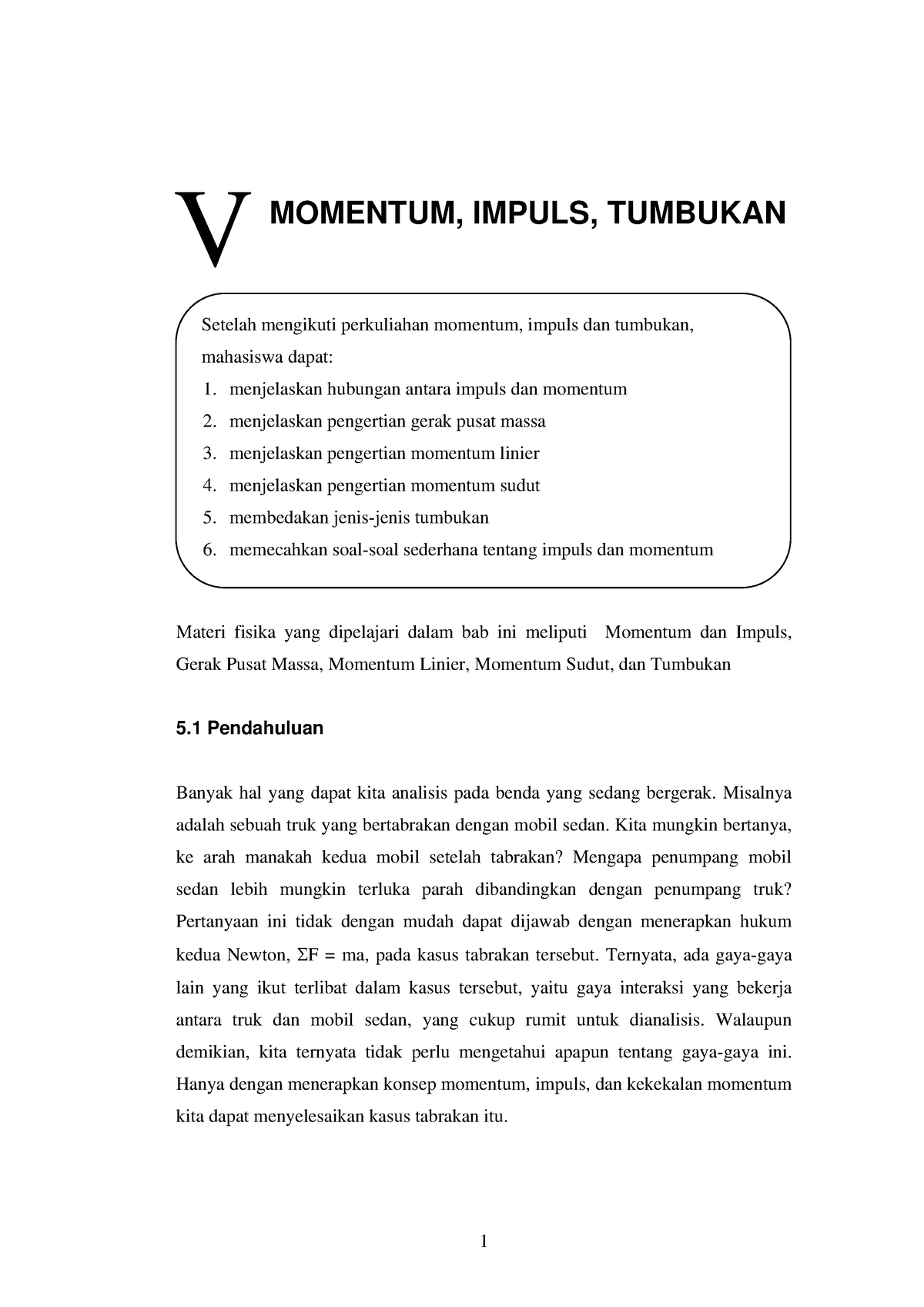 Fisika - MOMENTUM, IMPULS, TUMBUKAN Materi Fisika Yang Dipelajari Dalam ...