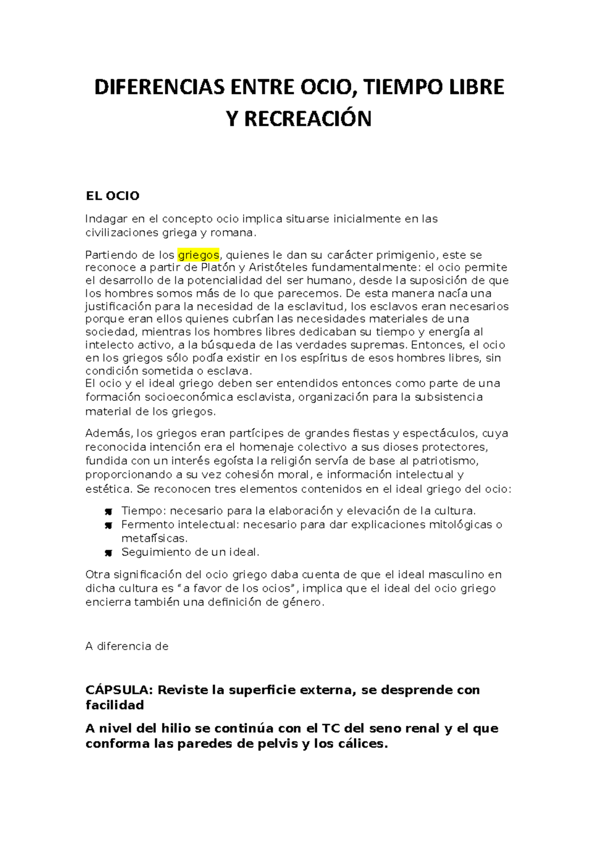 Ocio, tiempo libre y recreación DIFERENCIAS