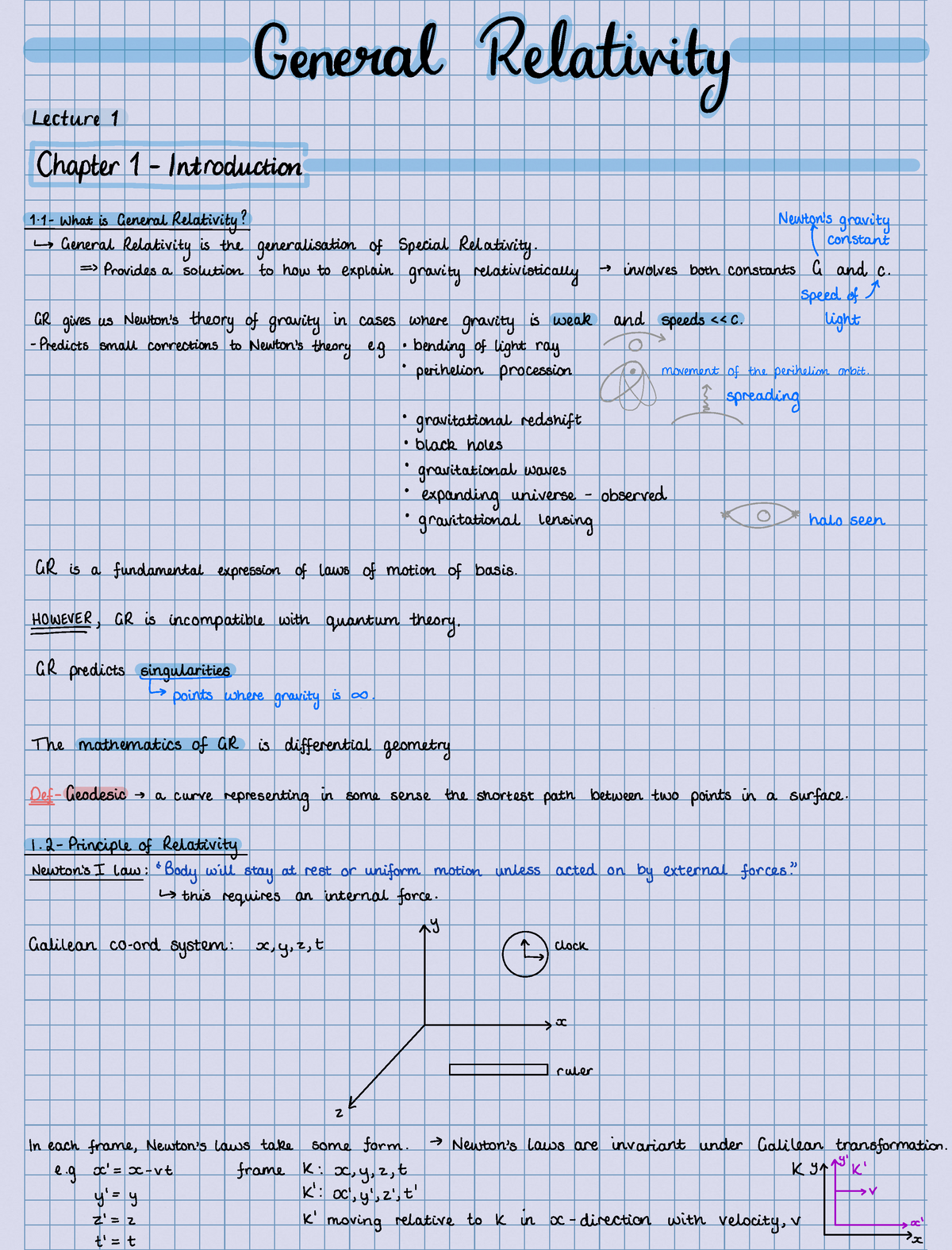 General Relativity Revision Notes - General Relativity Lecture 1 ...