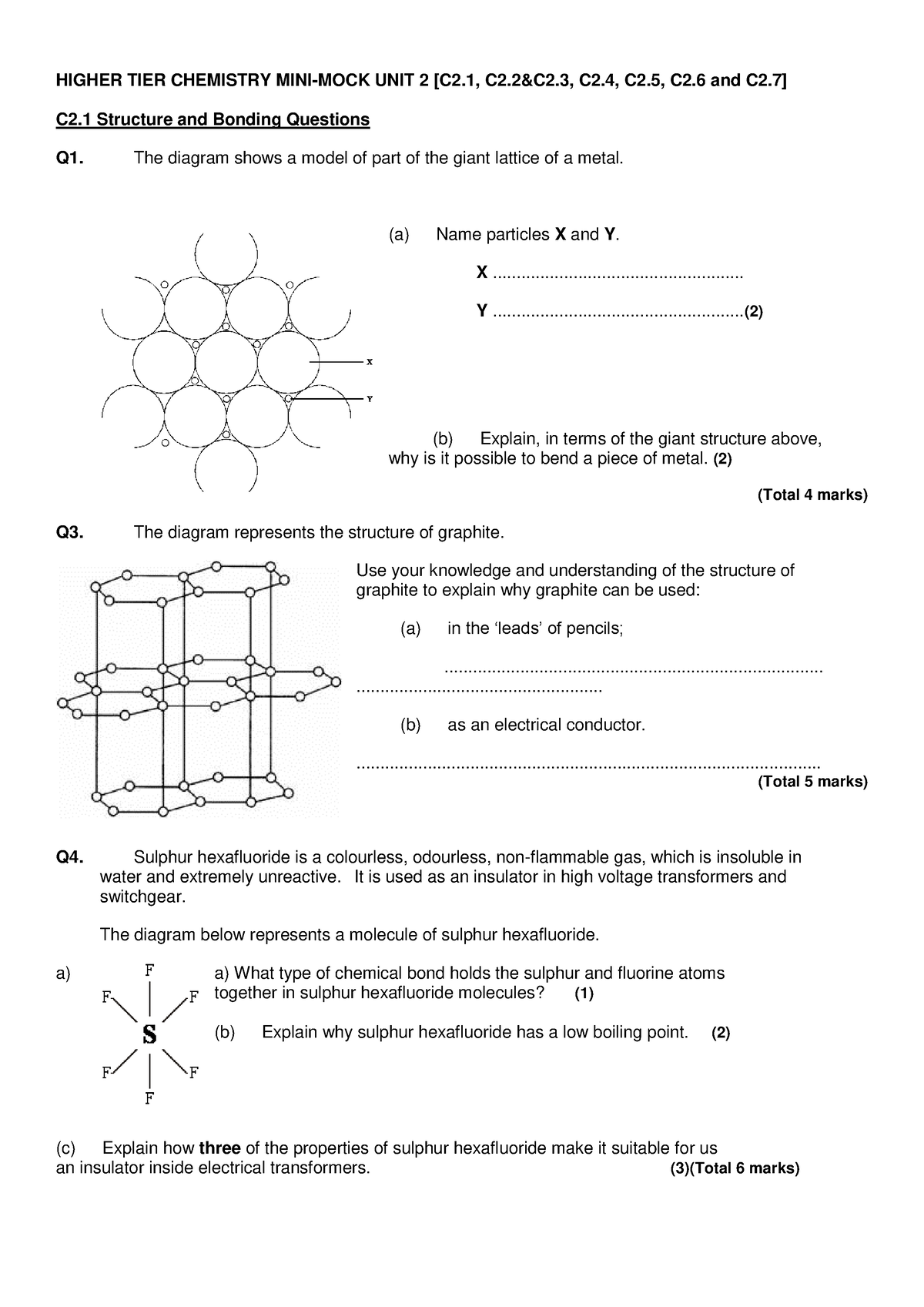 Mini mock 23 page higher tier chemistry aqa unit 2 - HIGHER TIER ...