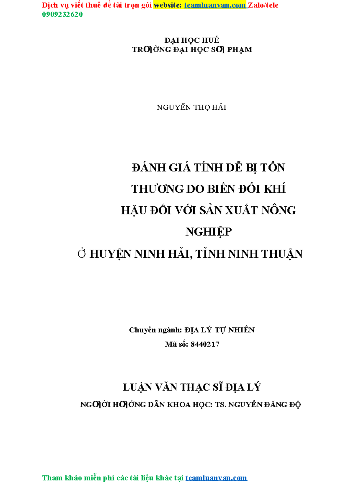 Đánh Giá Tính Dễ Bị Tổn Thương Do Biến Đổi Khí Hậu Đối Với Sản Xuất ...