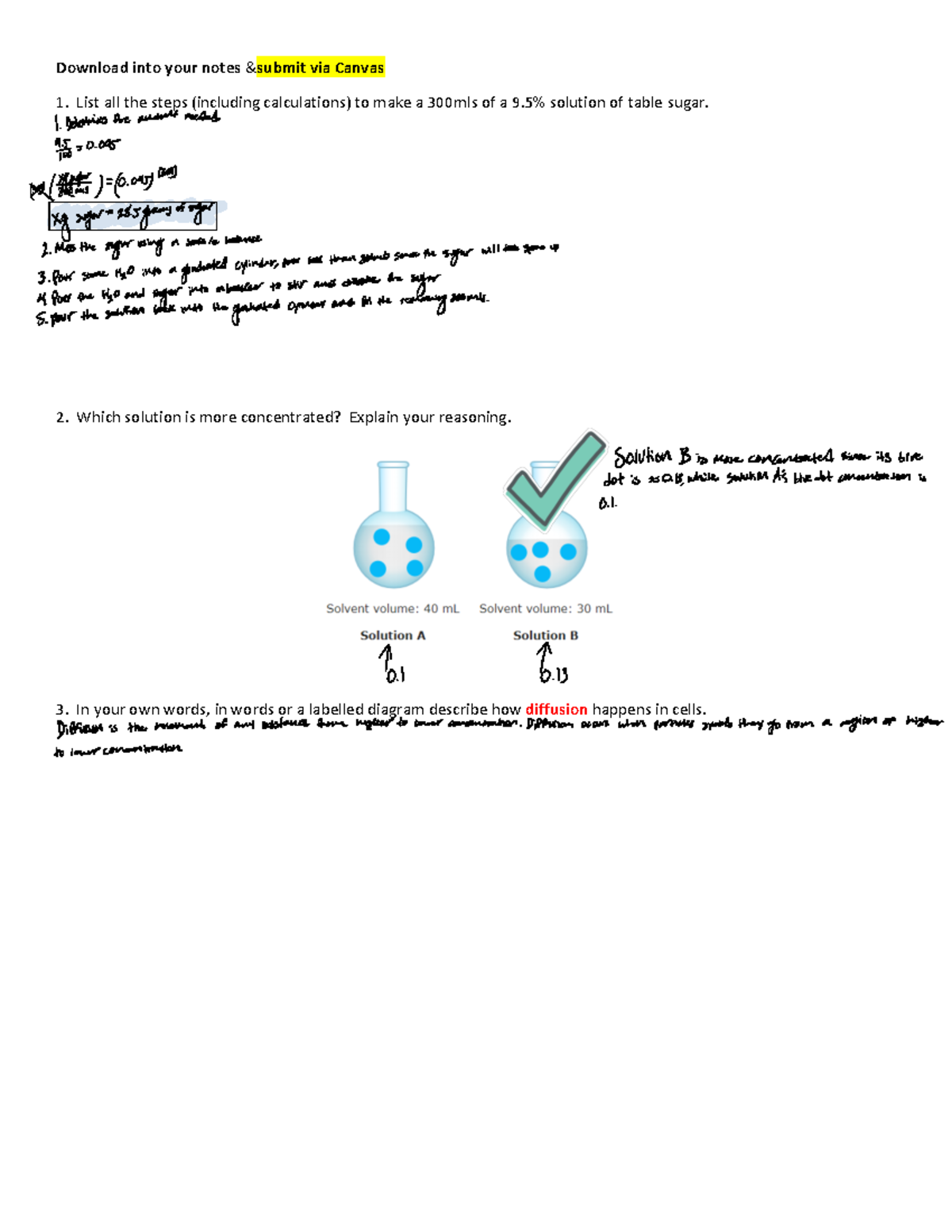 Solution And Diffusion - Download into your notes & submit via Canvas ...