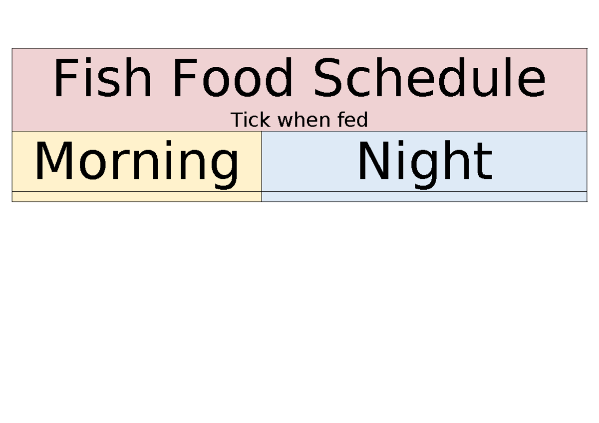 Fish Food Schedule - Studocu