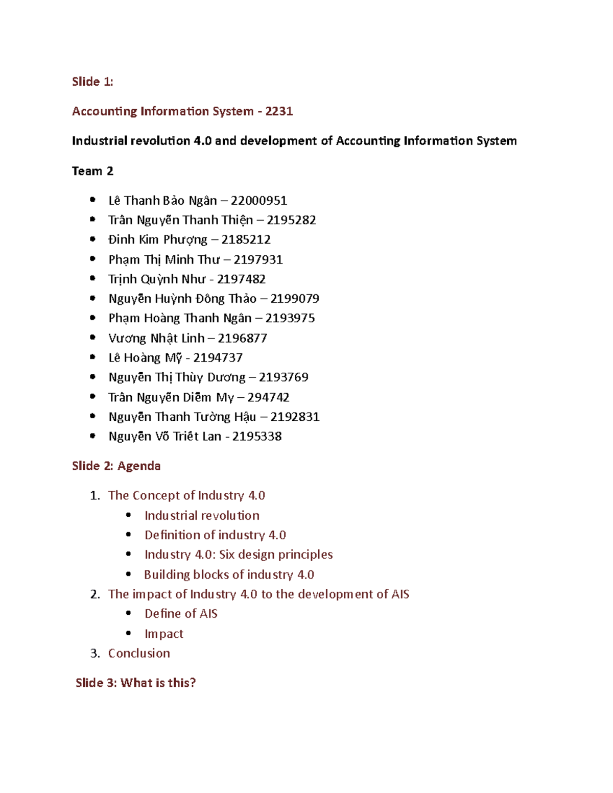 Industrial revolution 4 Slide 1 Accounting Information System 2231