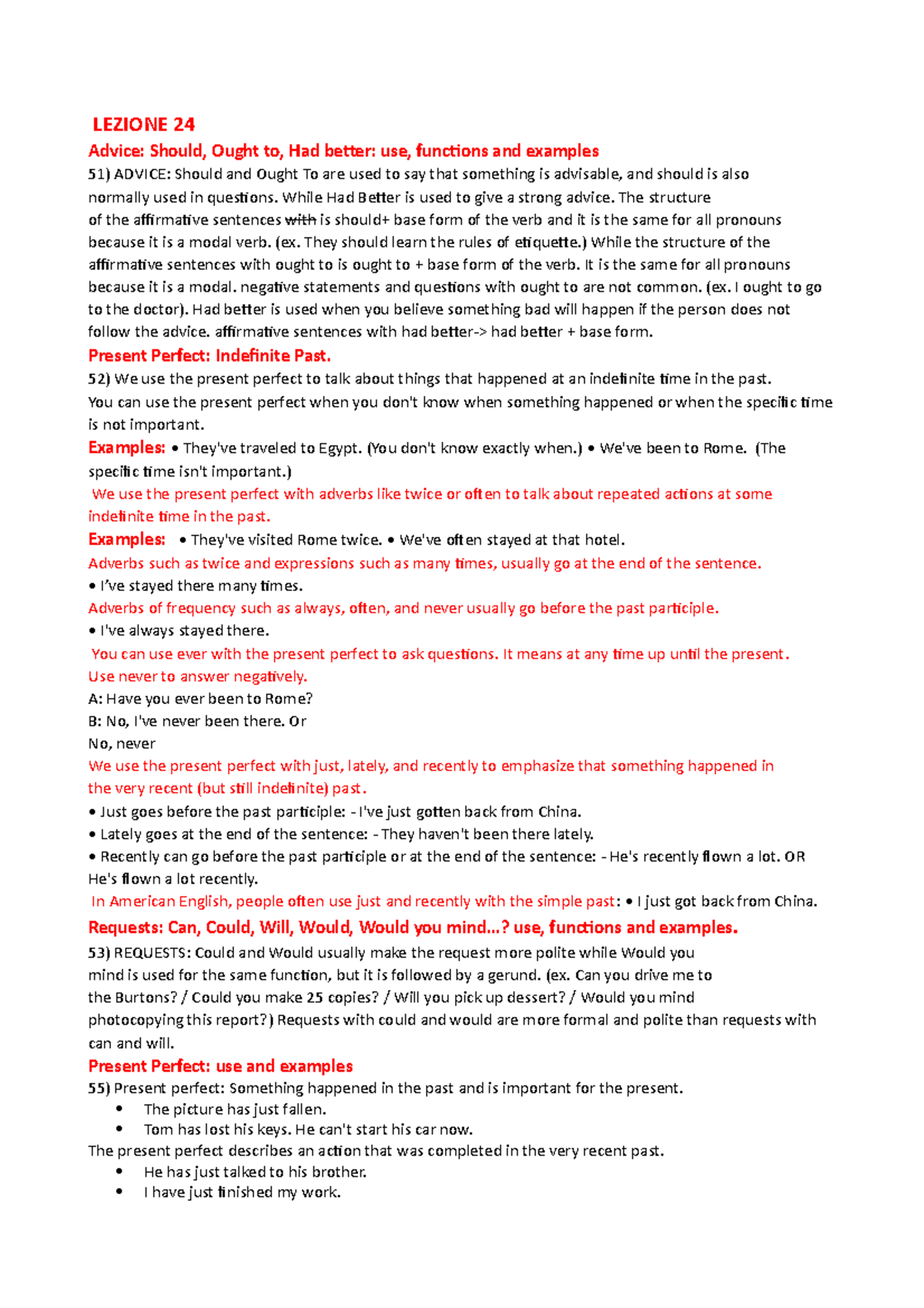 Doamnde Aperte Corrette - LEZIONE 24 Advice: Should, Ought to, Had ...