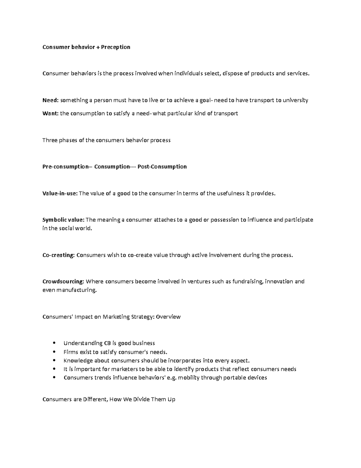 Document 52 - MARKETING - Consumer behavior + Preception Consumer ...