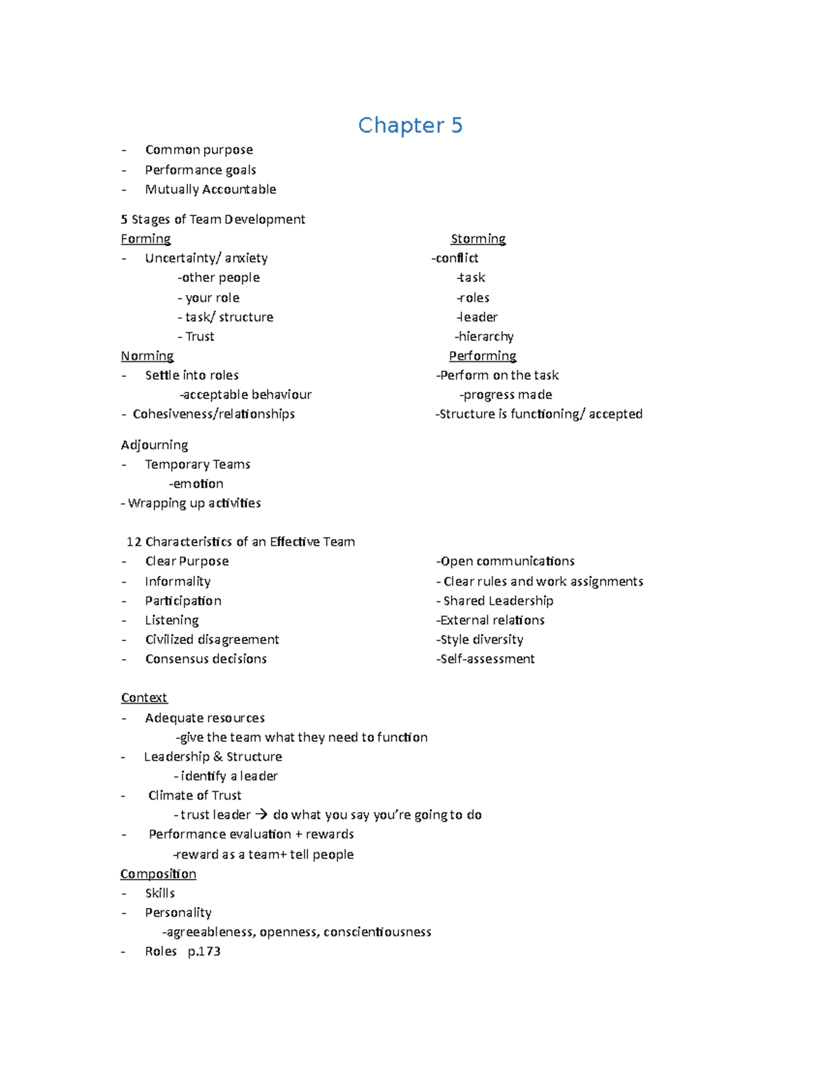Chapter 5 - Lecture notes 9-10 - Chapter 5 Common purpose Performance ...