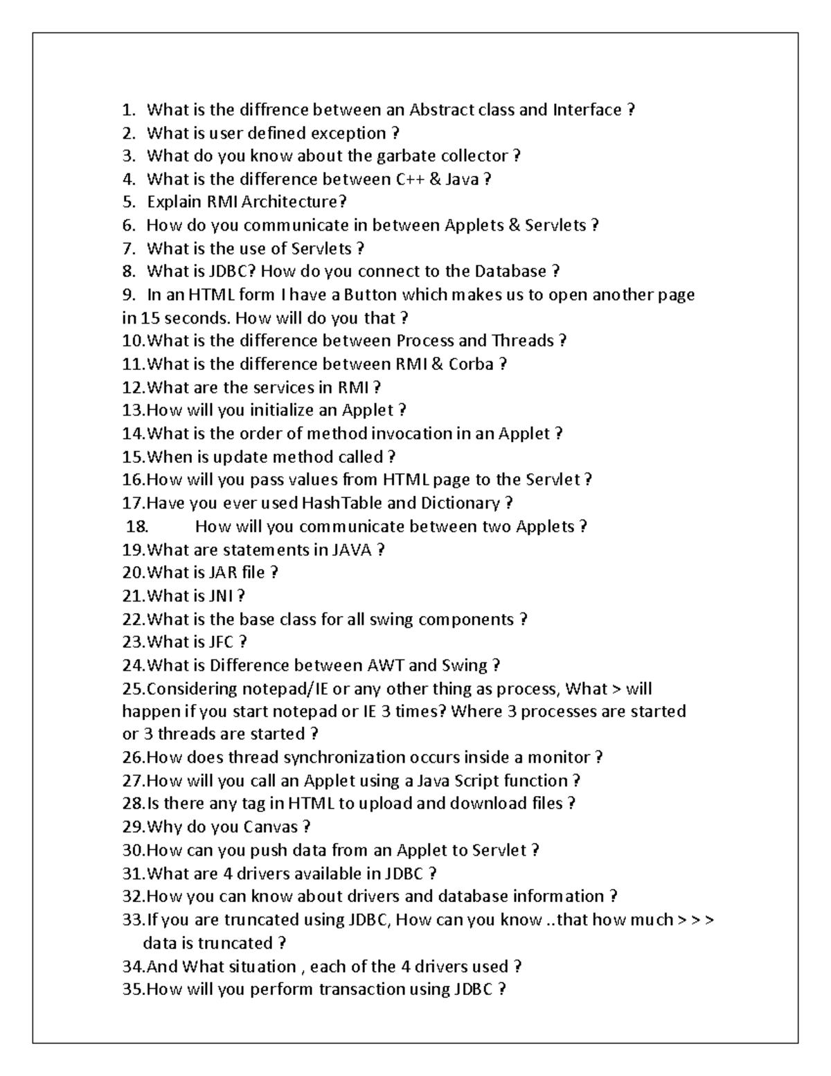 Javaaa questions - Java notes - What is the diffrence between an ...