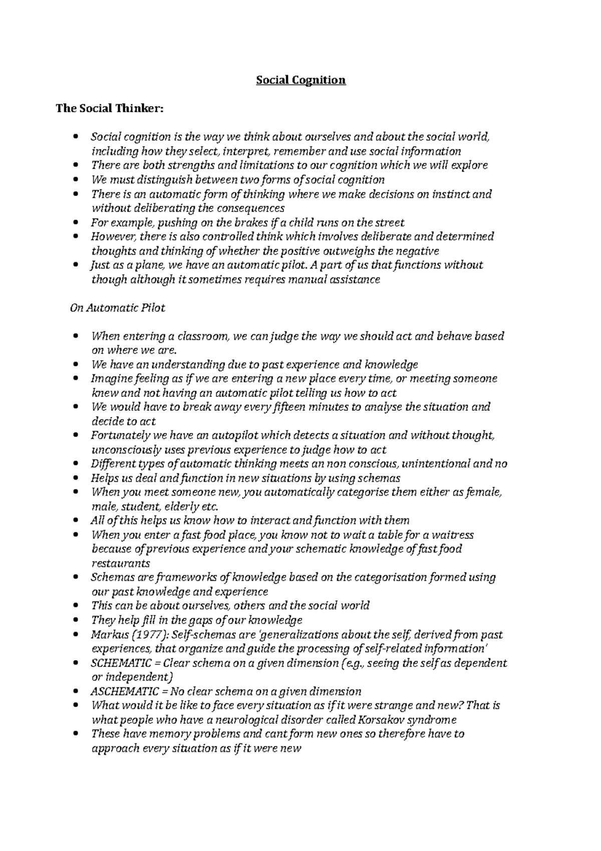 2. Social Cognition - Lecture notes 2 - Social Cognition The Social ...